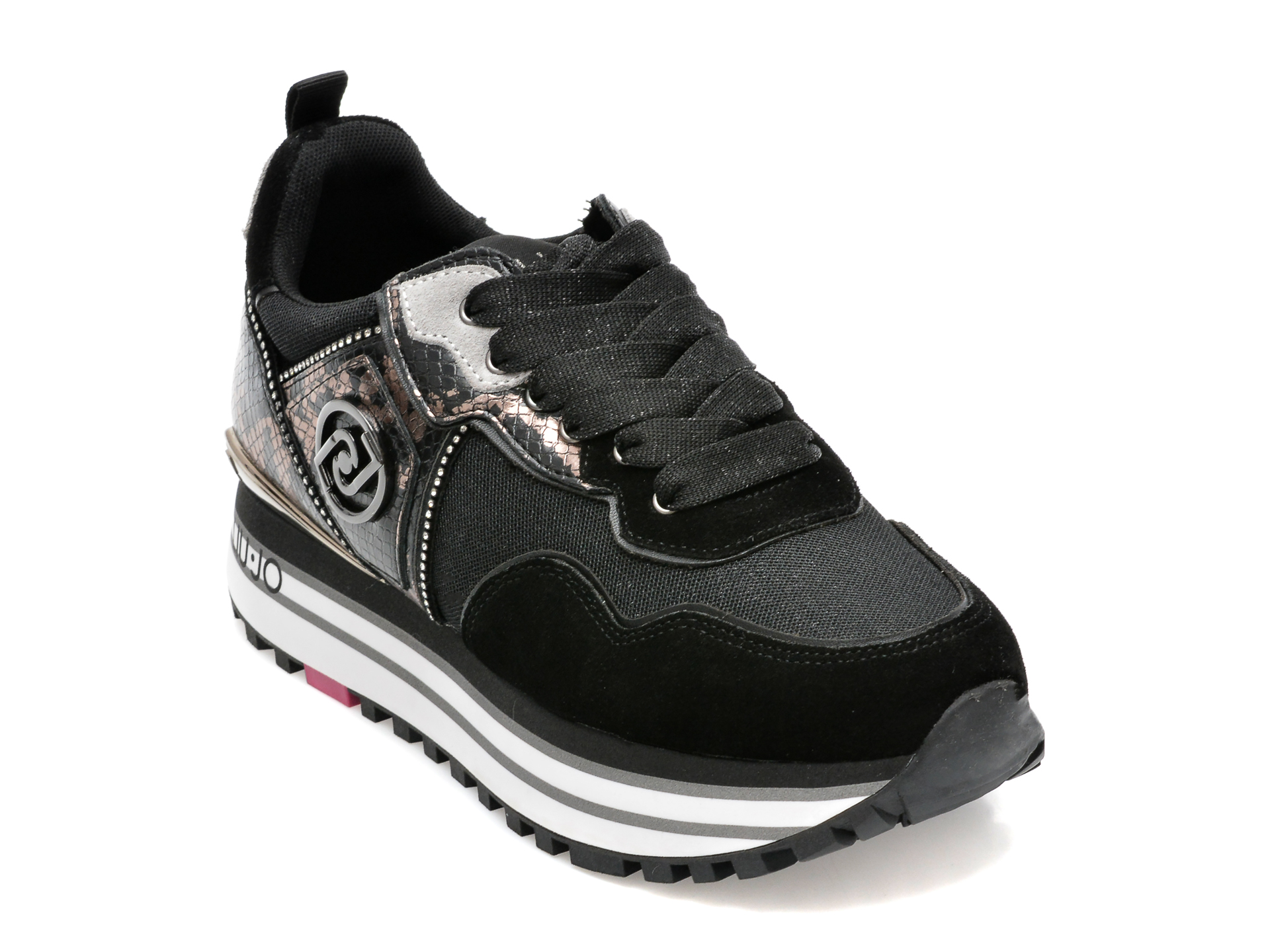 Pantofi sport LIU JO negri, MAXWO01, din material textil si piele naturala
