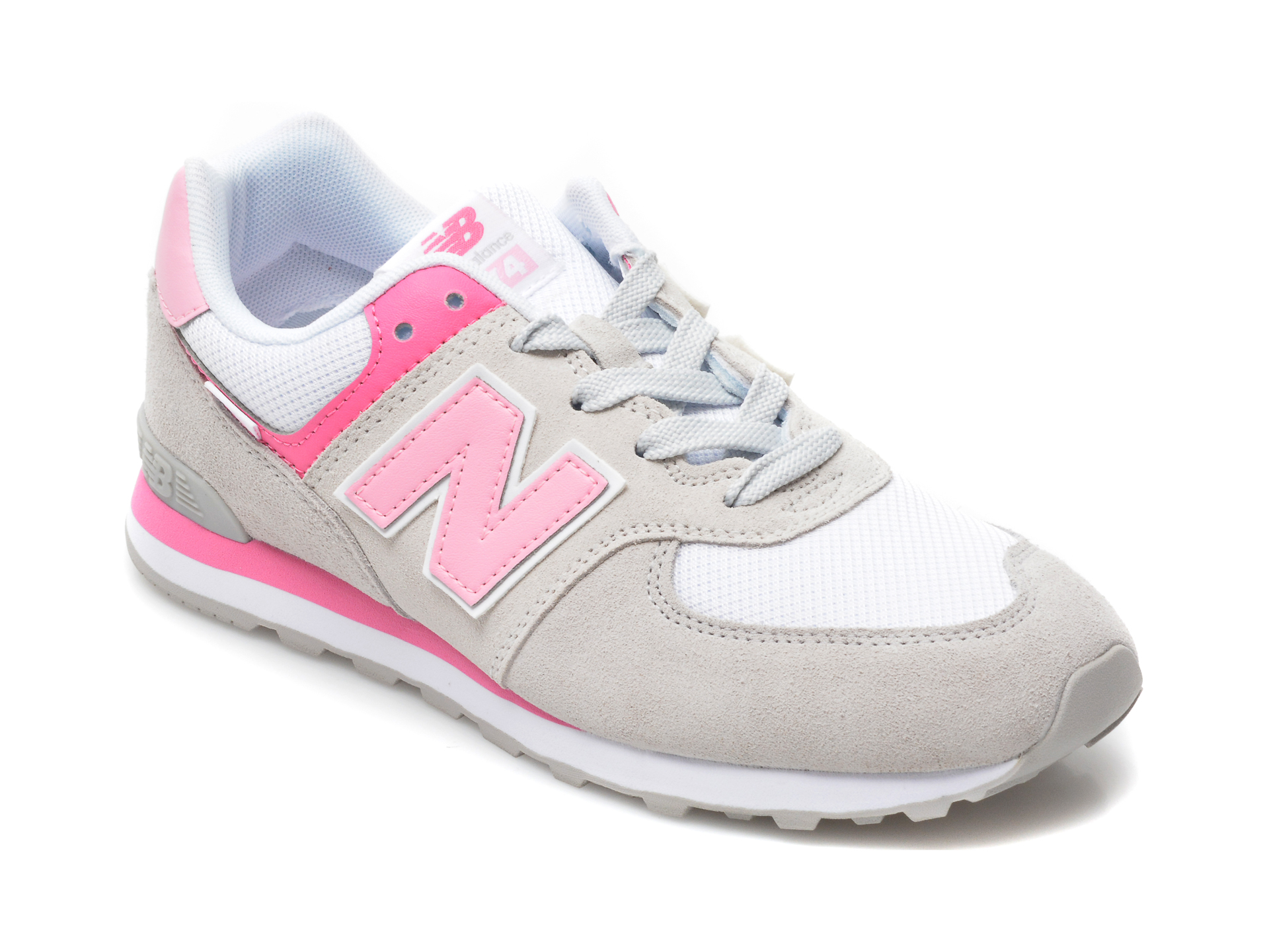 Pantofi sport NEW BALANCE gri, GC574, din material textil si piele naturala