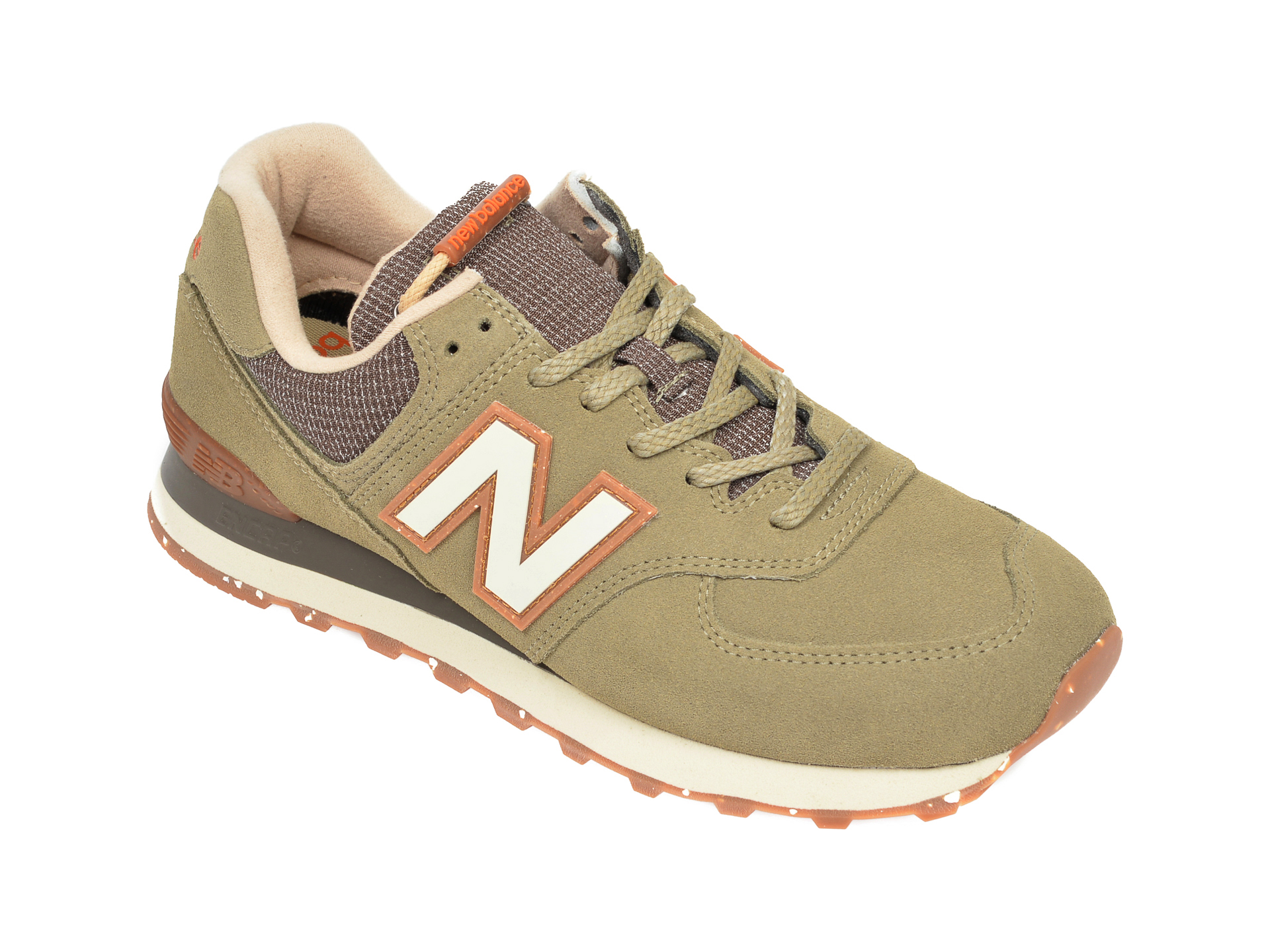 Pantofi sport NEW BALANCE kaki, ML574, din material textil si piele intoarsa