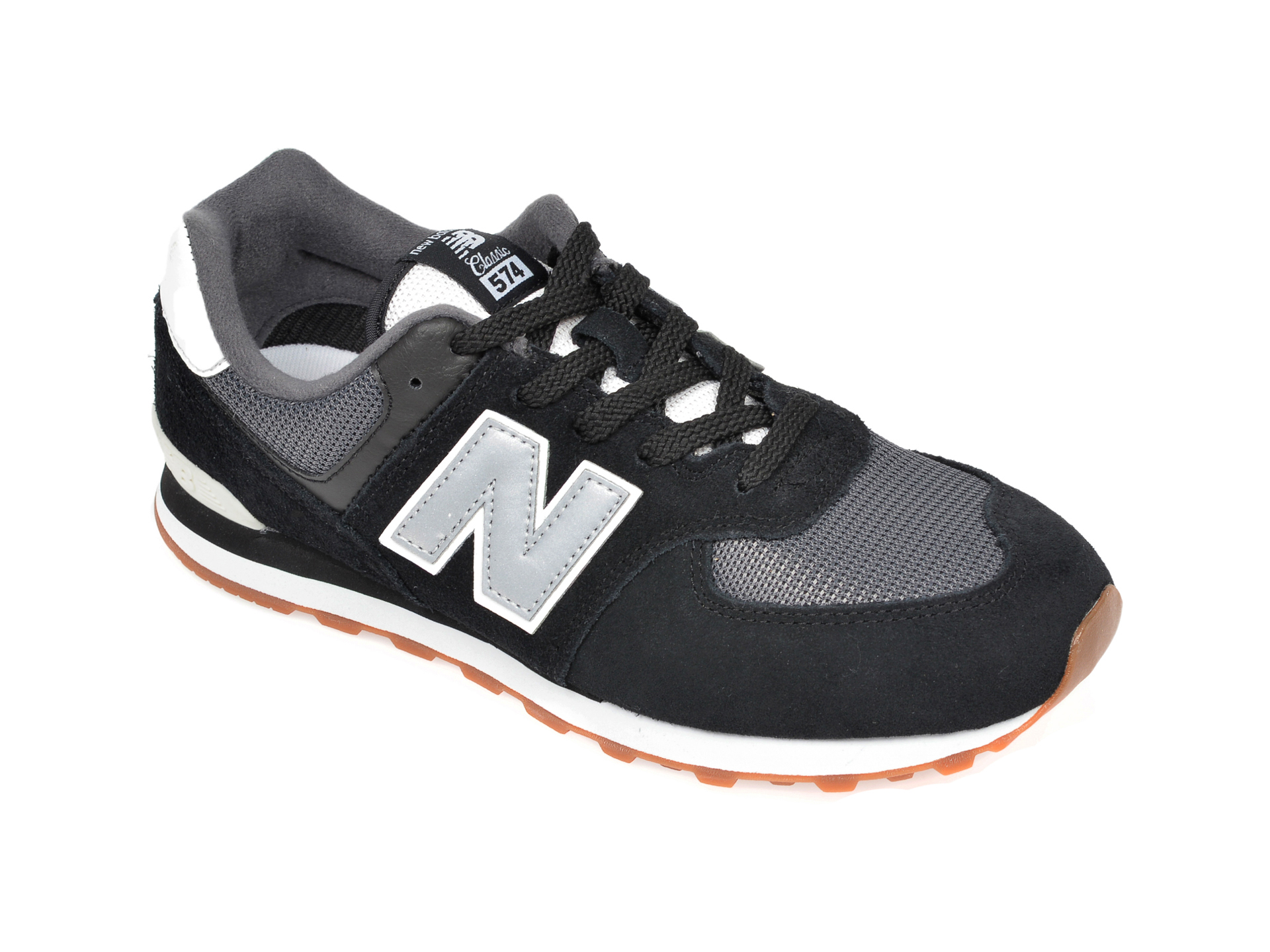 Pantofi sport NEW BALANCE negri, GC574, din material textil si piele naturala
