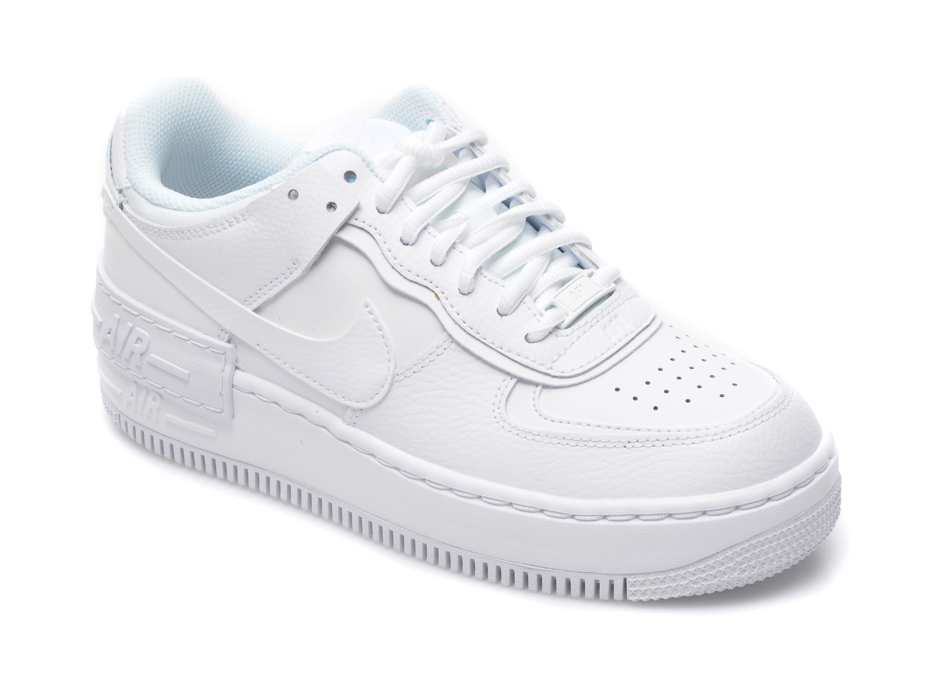 Pantofi sport NIKE albi, W AF1 SHADOW, din piele naturala