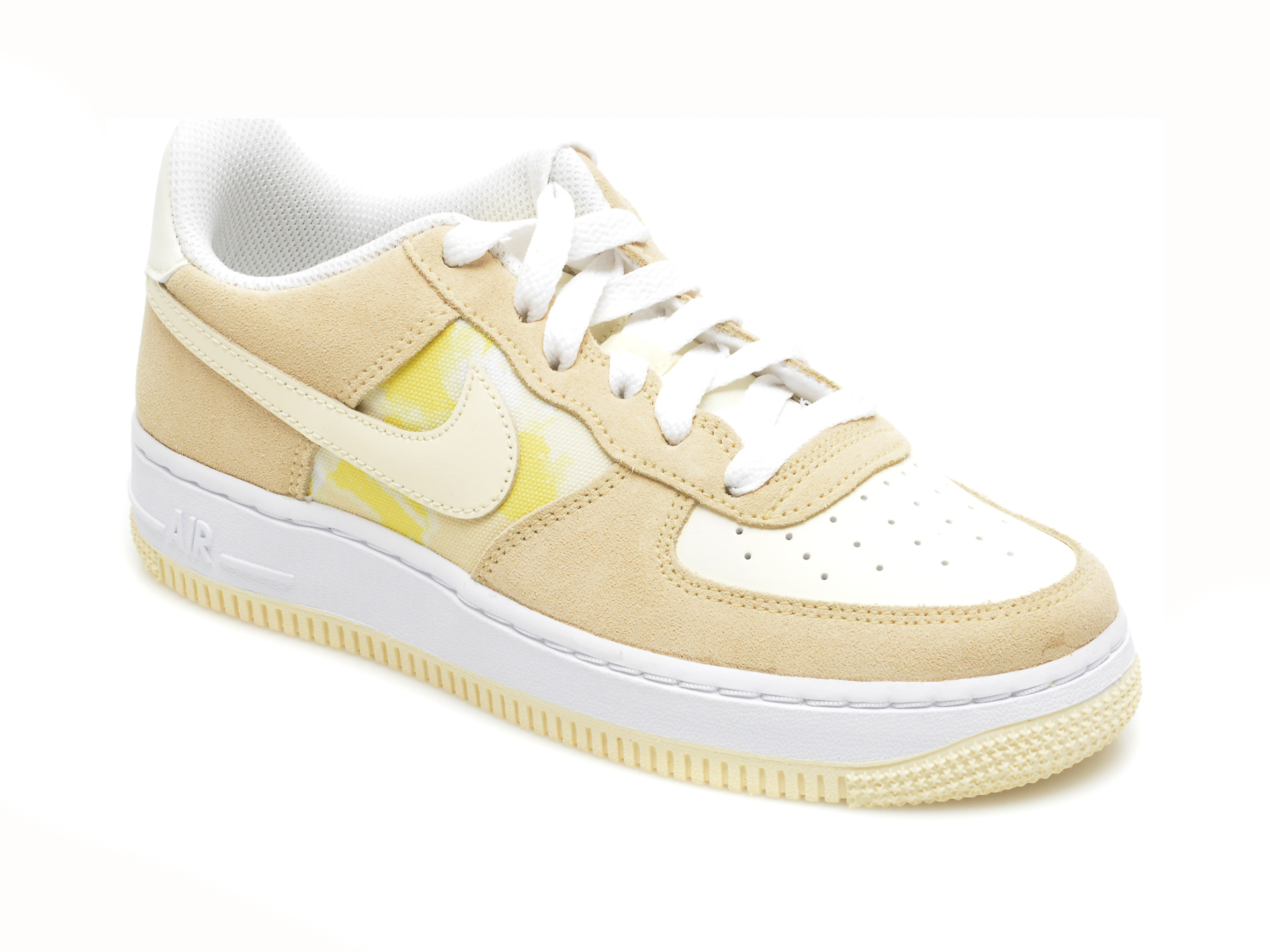 Pantofi sport NIKE bej, NIKE AIR FORCE 1 LOW GS TM, din material textil si piele naturala Nike imagine reduceri