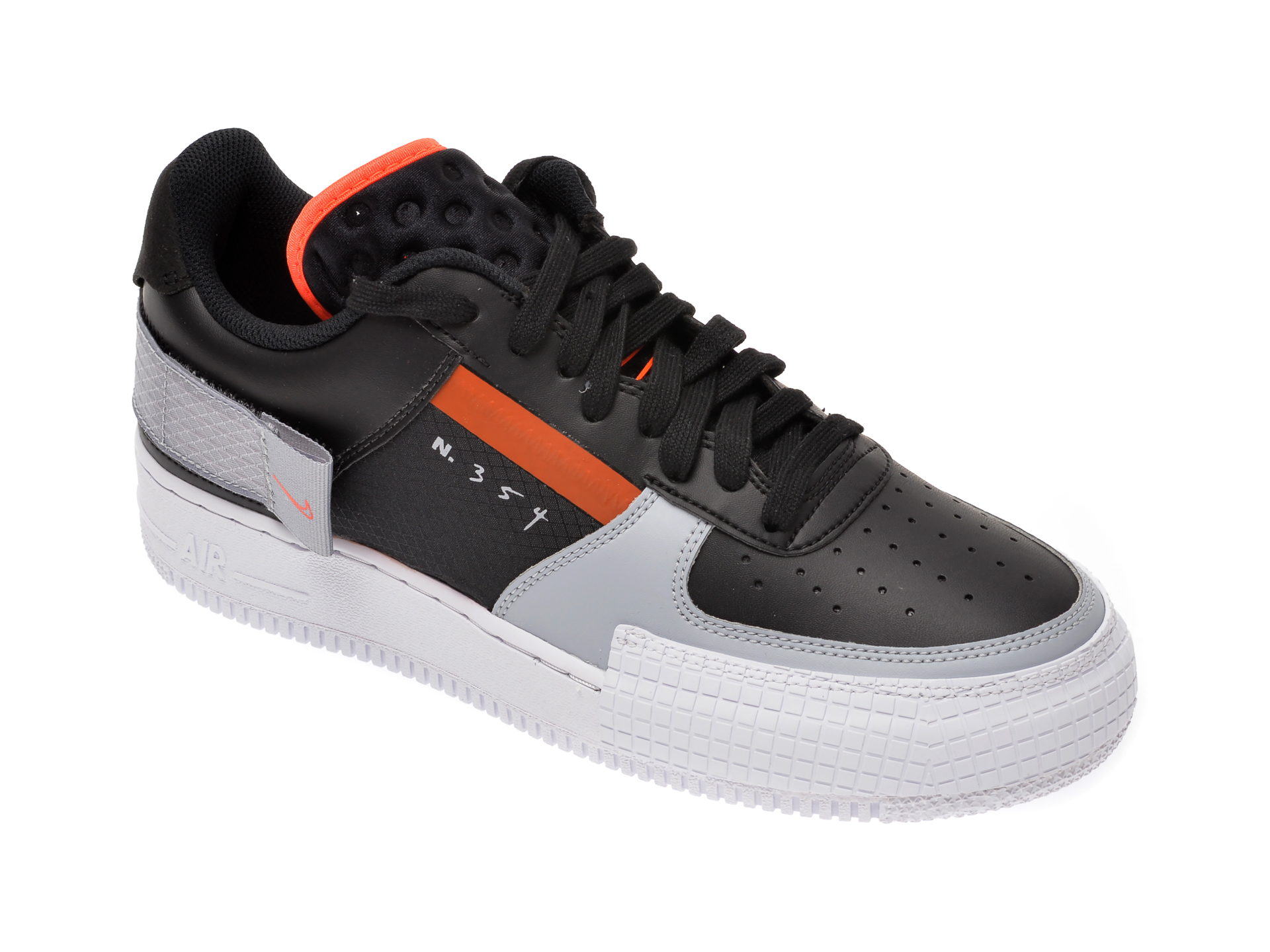Pantofi sport NIKE negri, Air Force 1 Type, din piele ecologica