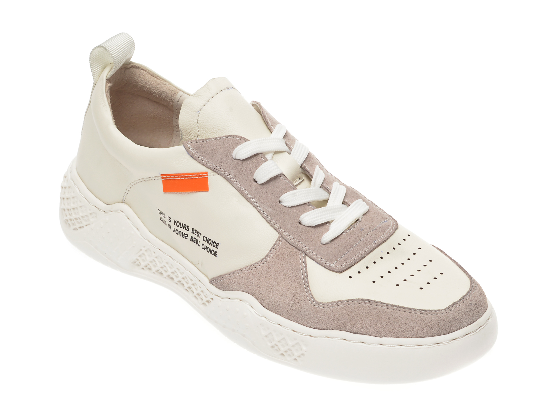 Pantofi sport OTTER albi, 7D91931, din piele naturala