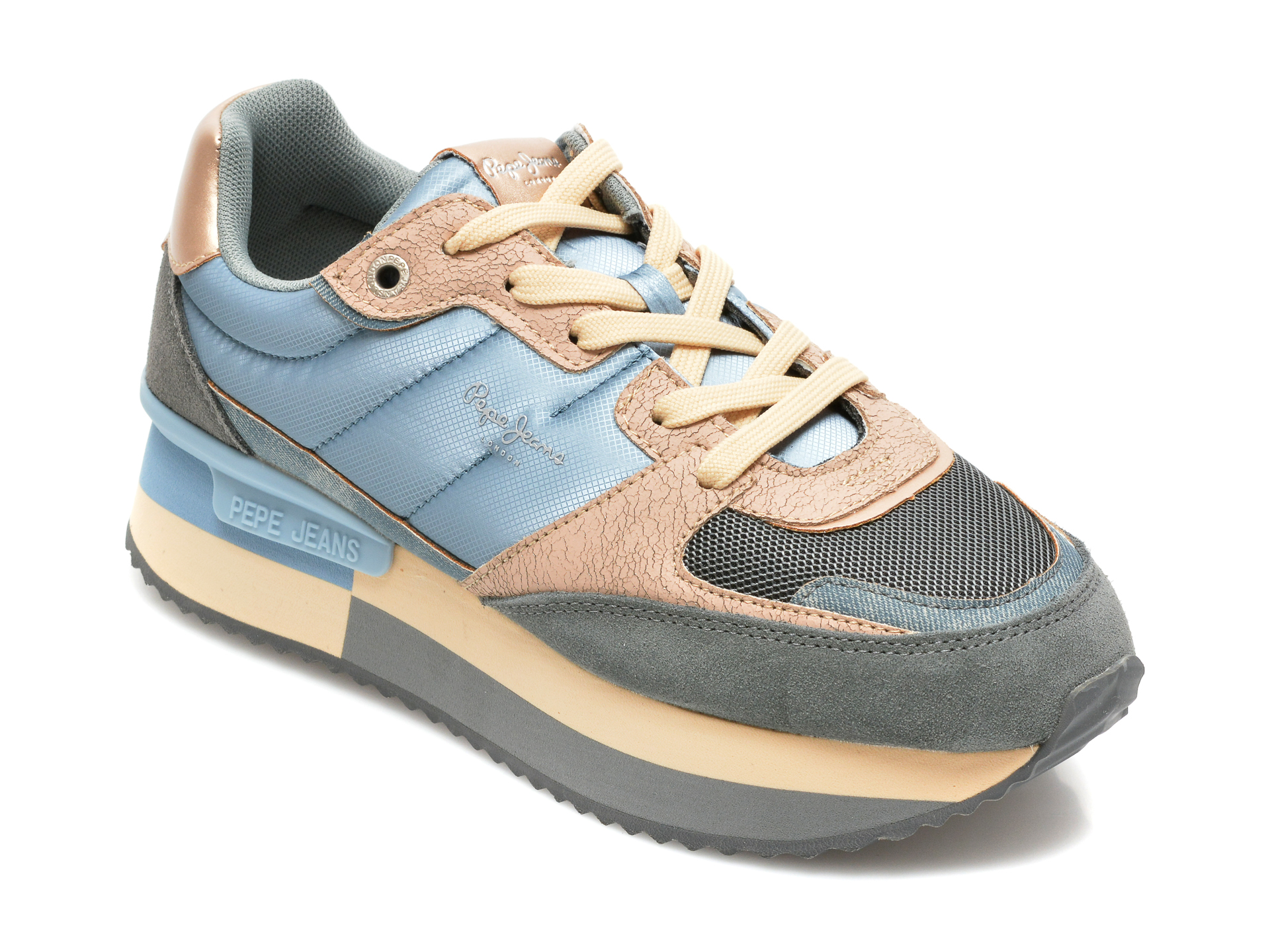 Pantofi sport PEPE JEANS albastri, LS31259, din material textil si piele naturala