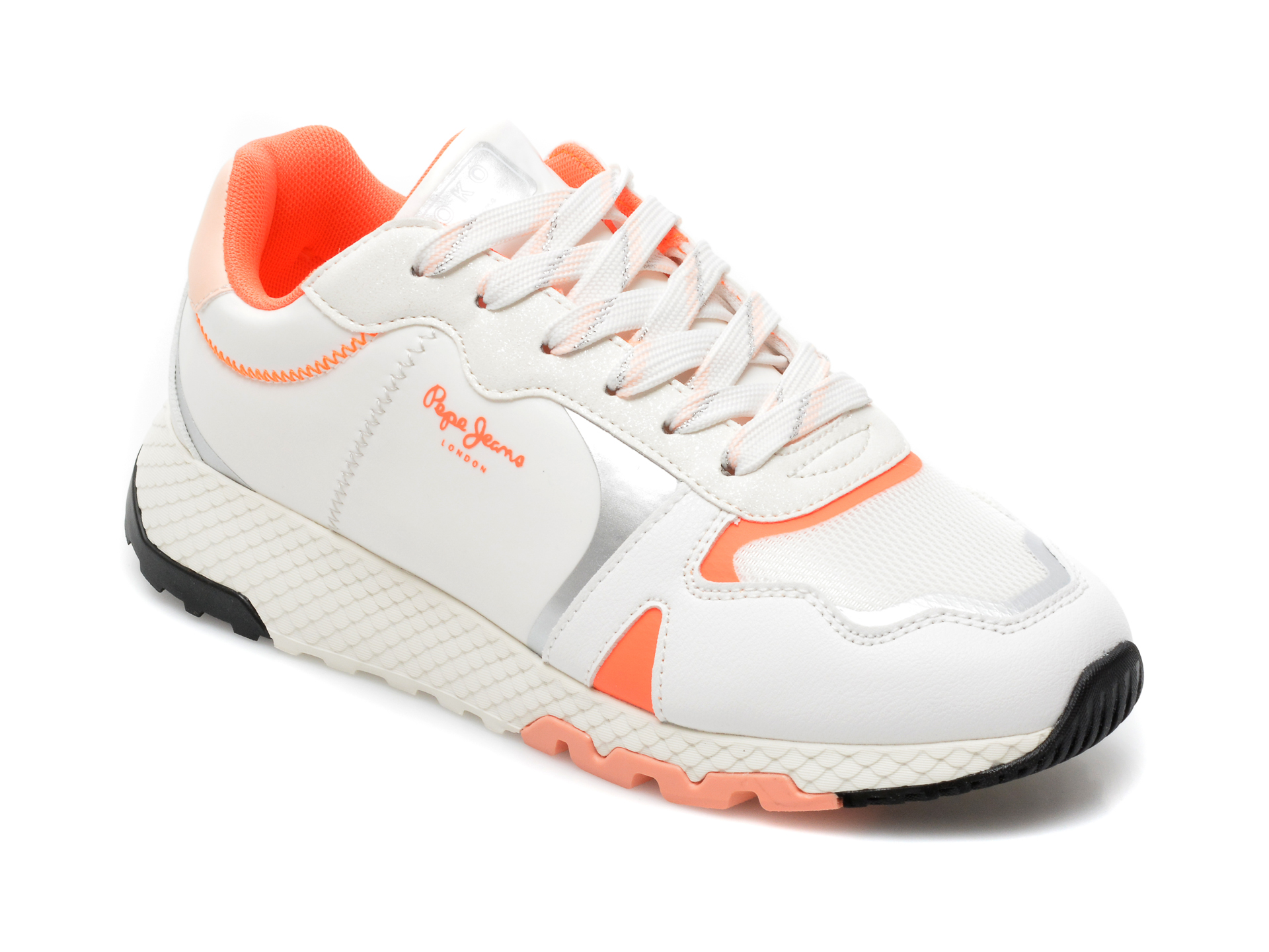 Pantofi sport PEPE JEANS albi, 3118099, din material textil si piele ecologica