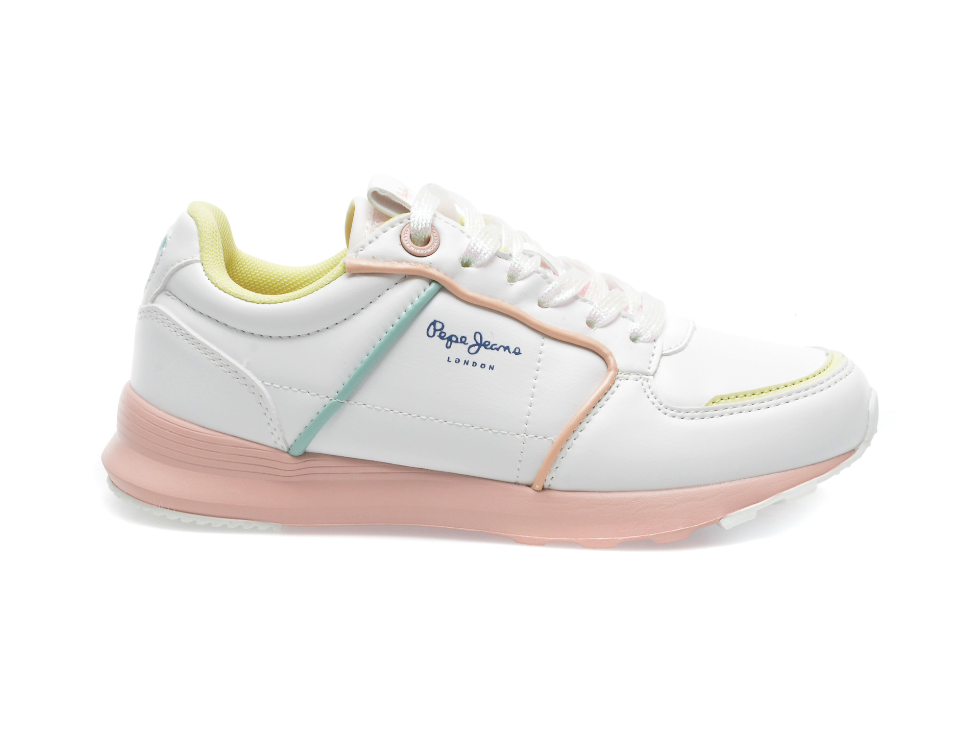 Pantofi sport PEPE JEANS albi, GS30573, din piele ecologica