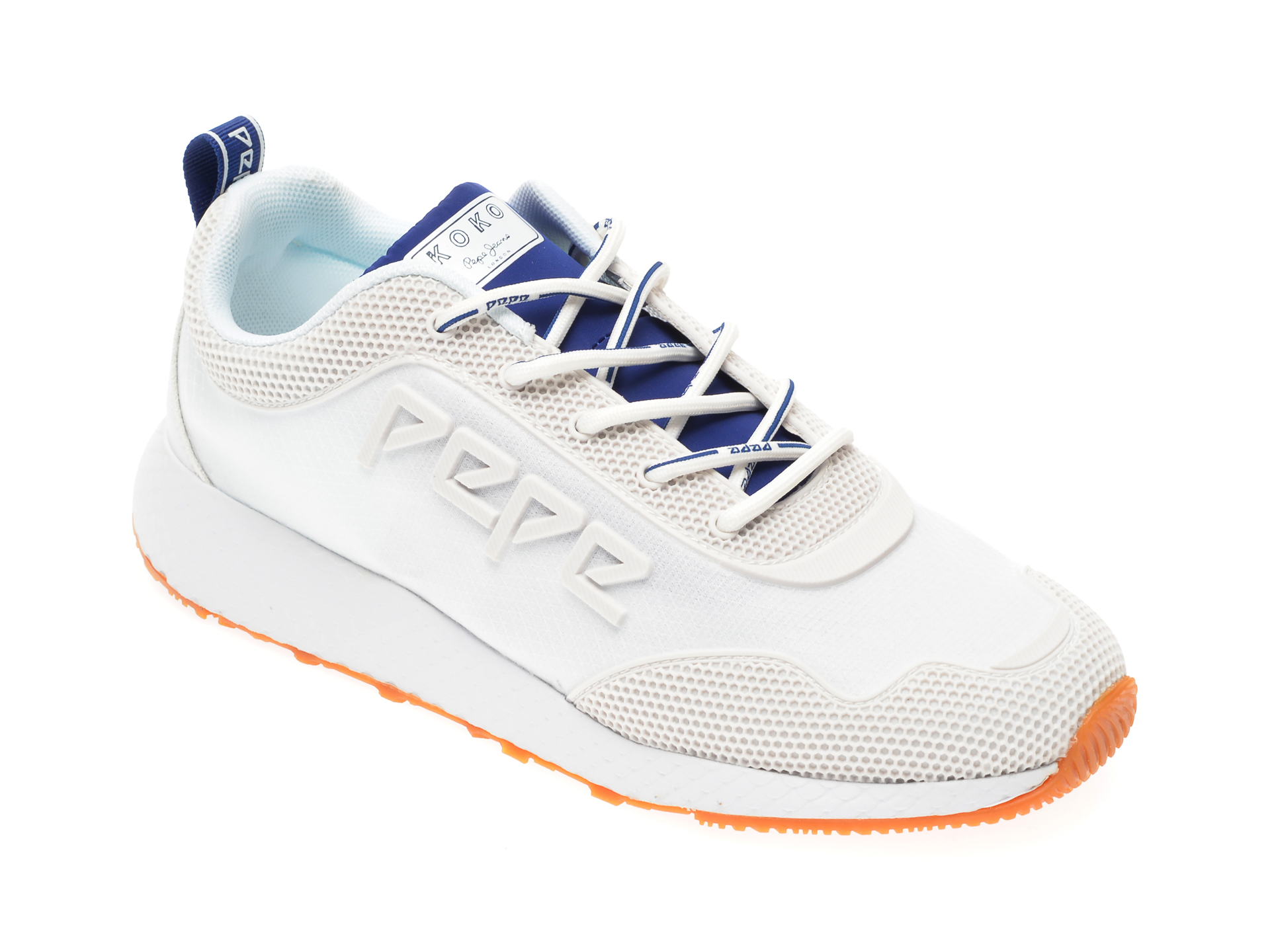 Pantofi sport PEPE JEANS albi, LS30998, din material textil si piele ecologica