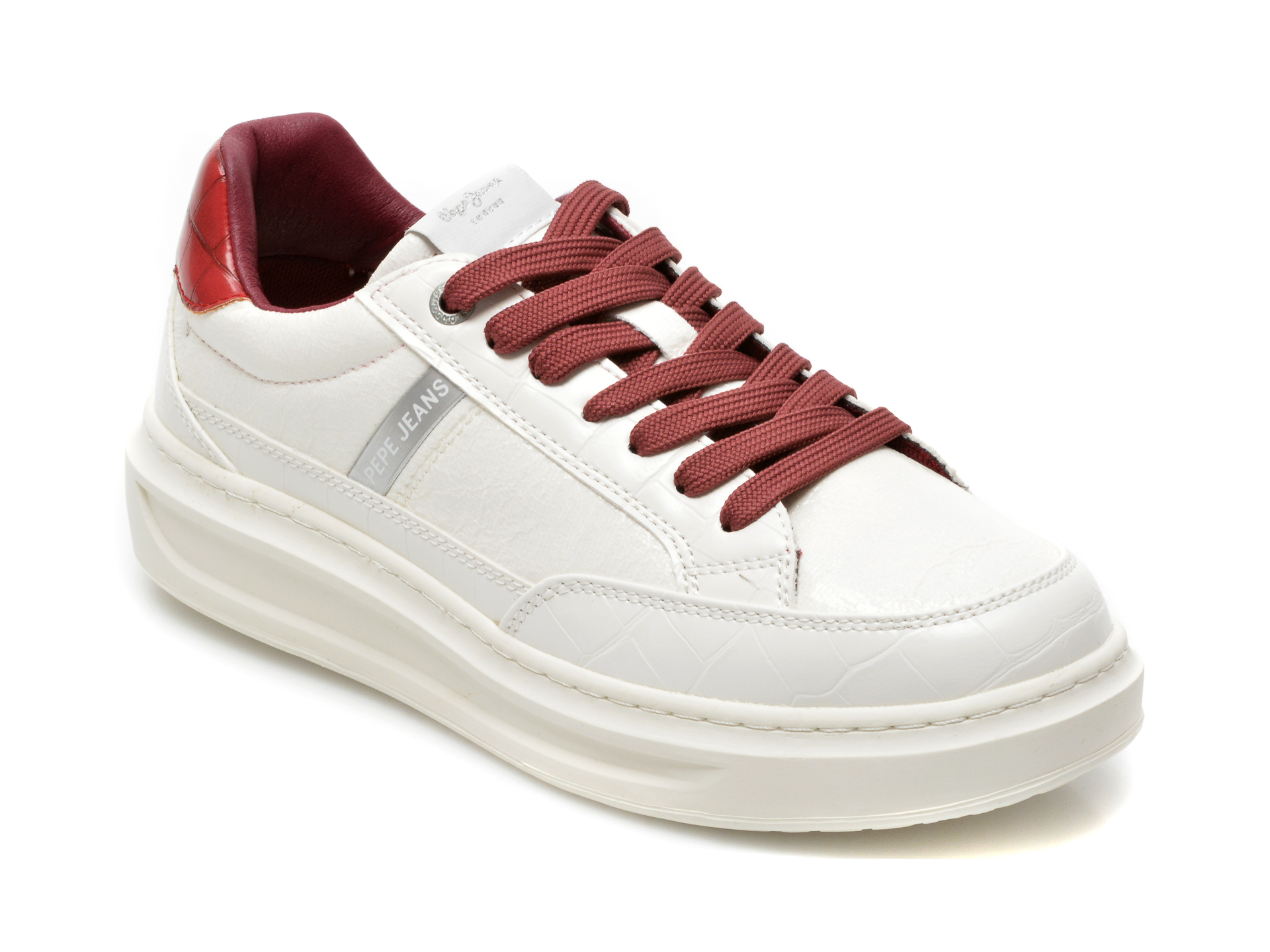 Pantofi sport PEPE JEANS albi, LS31194, din piele ecologica Pepe Jeans imagine reduceri