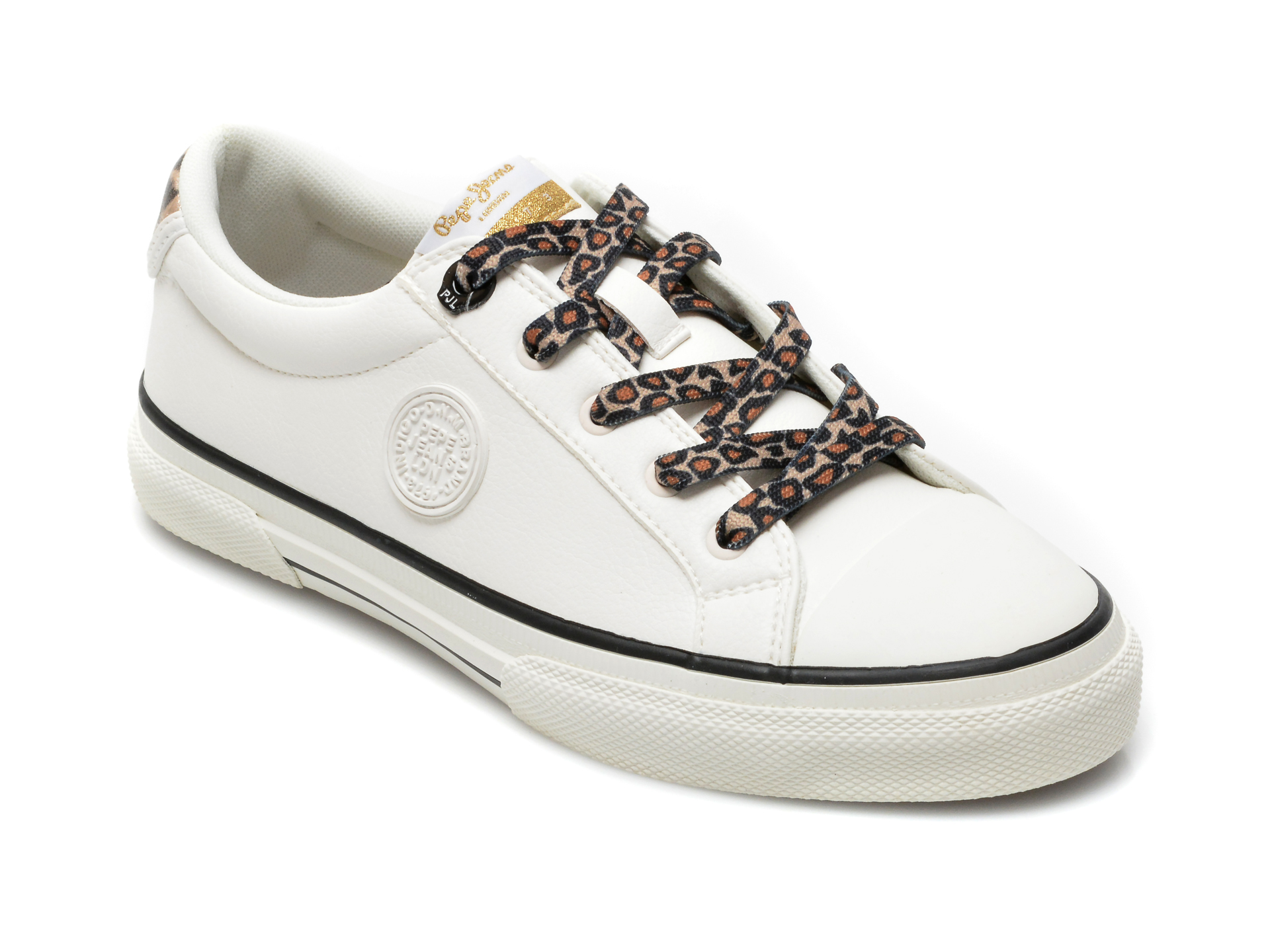 Pantofi sport PEPE JEANS albi, LS31234, din piele ecologica Pepe Jeans imagine noua