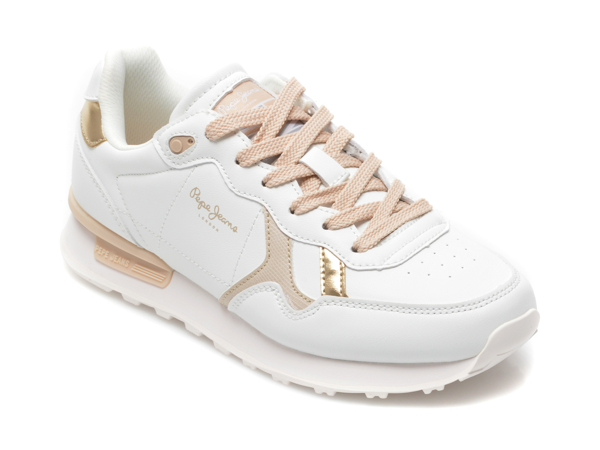 Pantofi sport PEPE JEANS albi, LS31281, din piele ecologica Pepe Jeans imagine noua