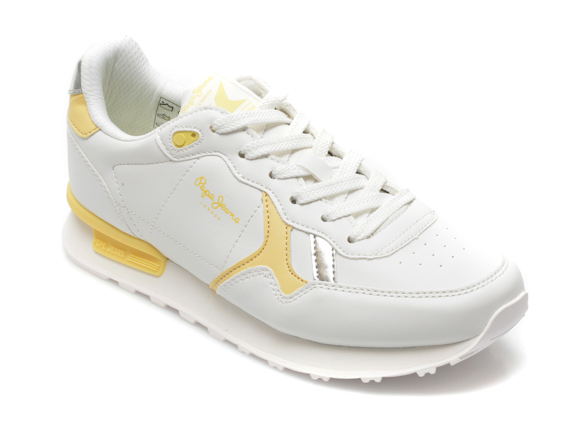 Pantofi sport PEPE JEANS albi, LS31323, din piele ecologica Pepe Jeans imagine noua