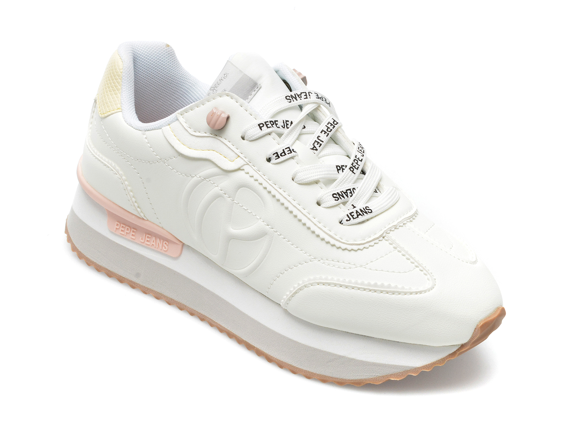 Poze Pantofi sport PEPE JEANS albi, LS31364, din piele ecologica Tezyo