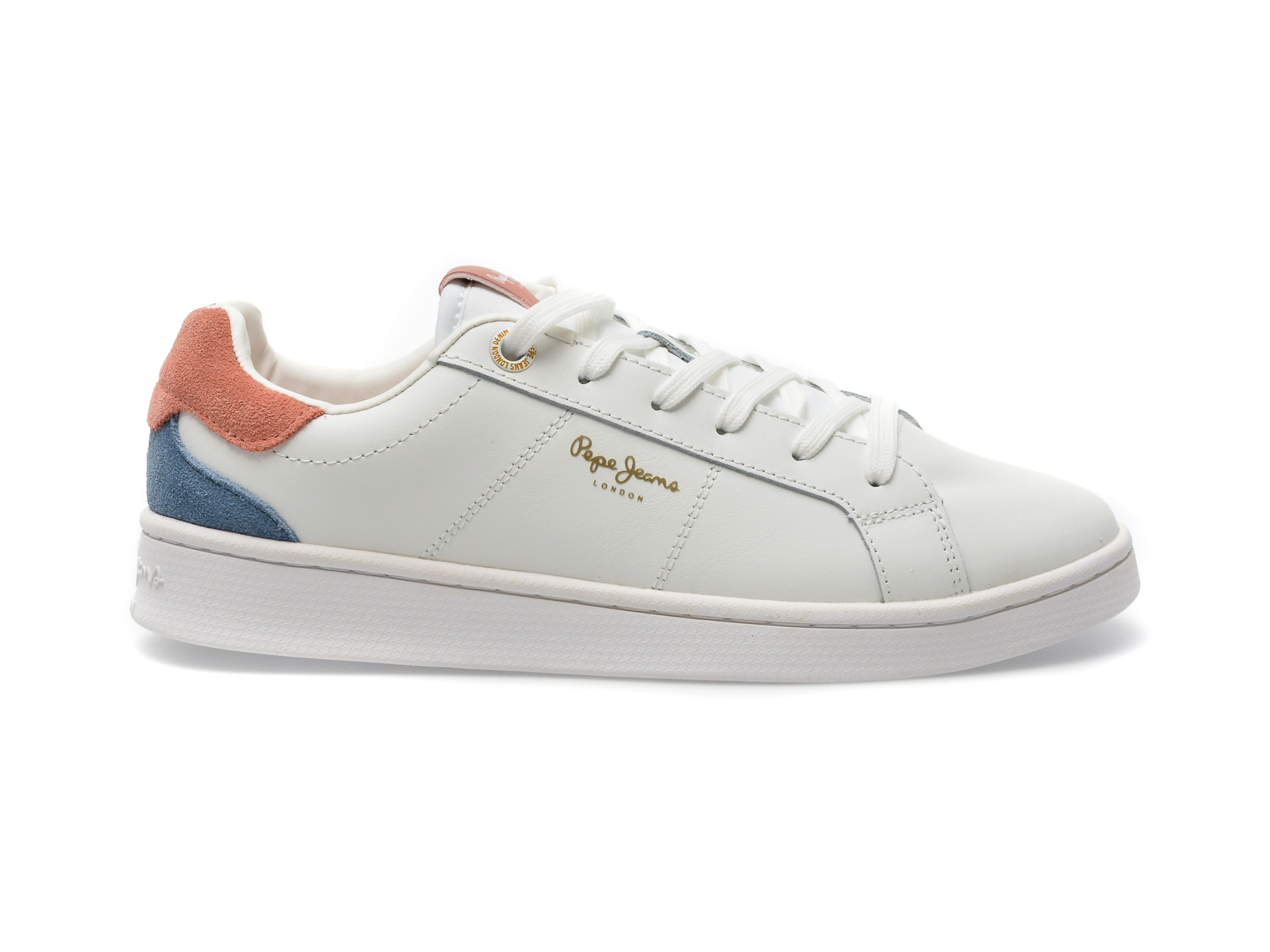 Pantofi sport PEPE JEANS albi, LS31467, din piele ecologica