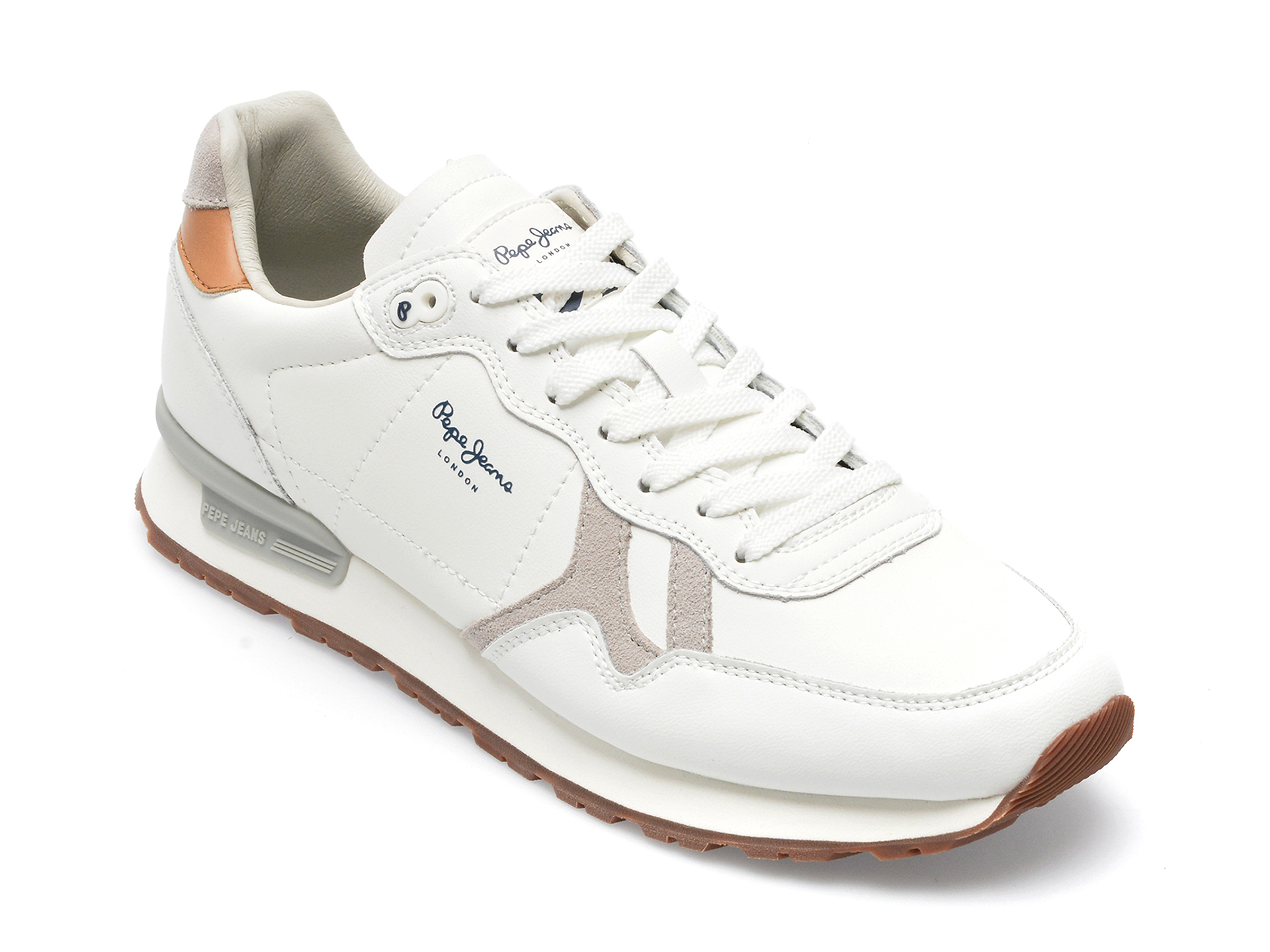Pantofi sport PEPE JEANS albi, MS30850, din piele naturala Pepe Jeans