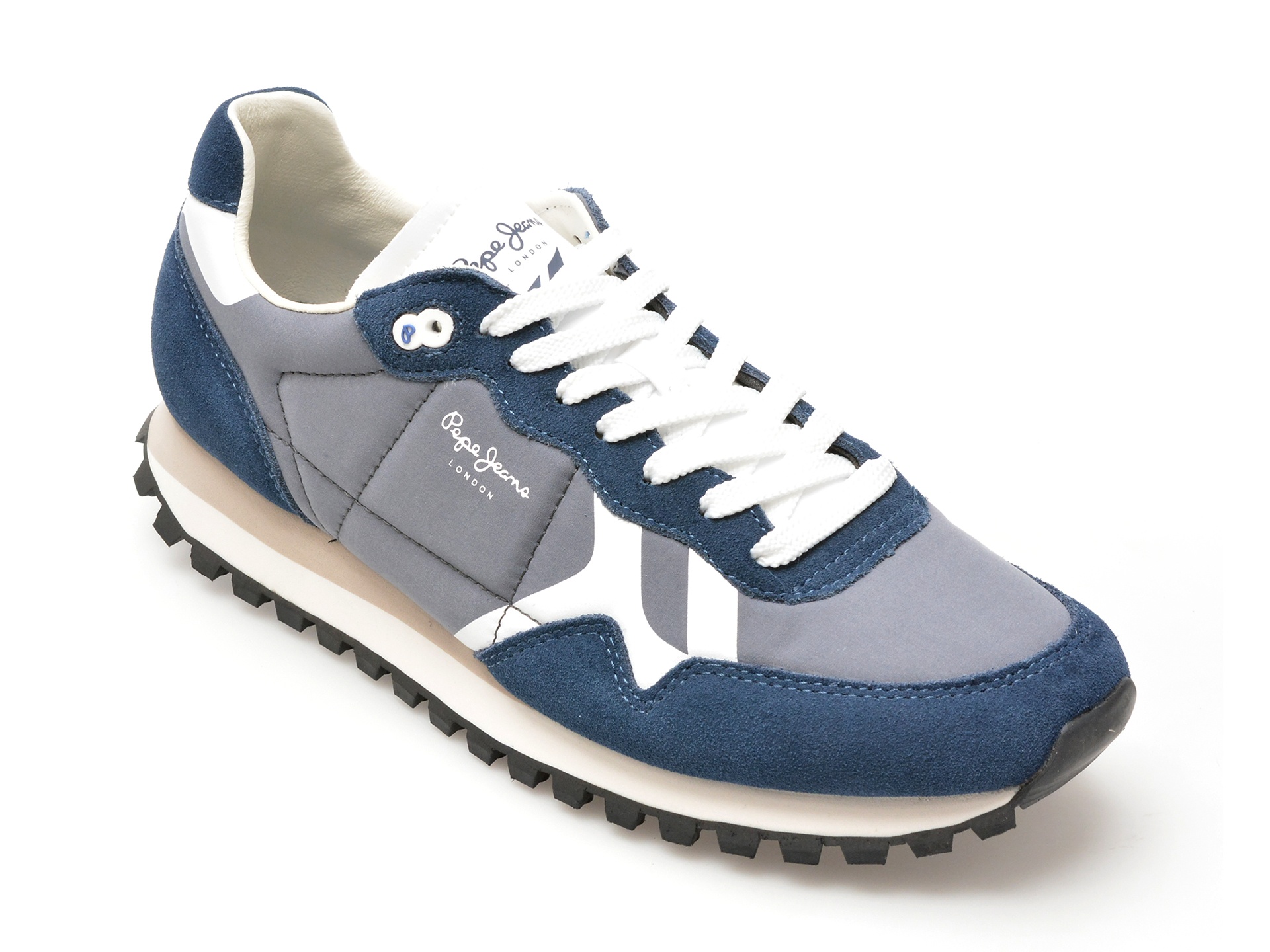 Pantofi sport PEPE JEANS bleumarin, BRIT-ON PRINT, din material textil