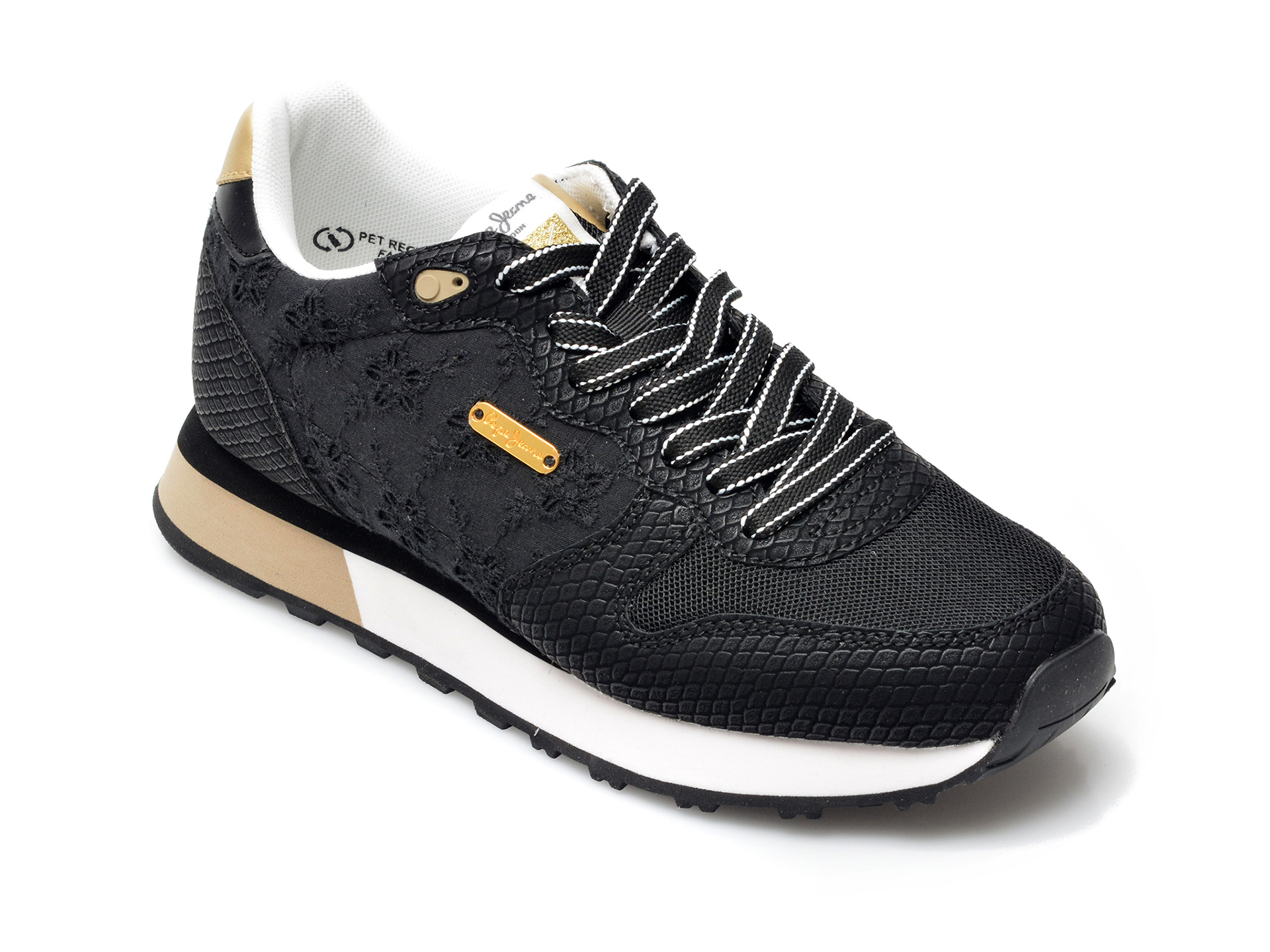 Pantofi sport PEPE JEANS negri, 3116099, din material textil si piele ecologica