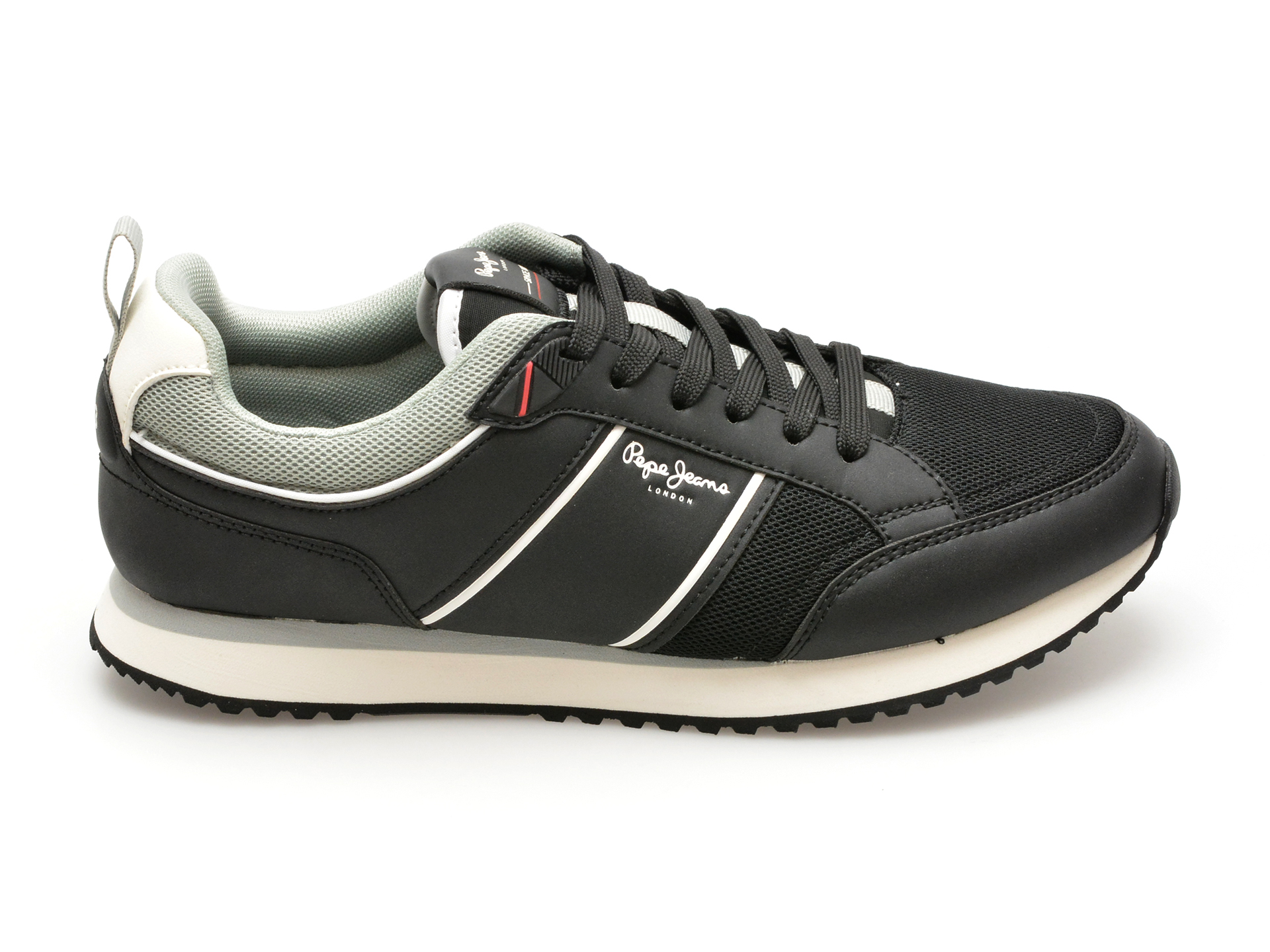Pantofi sport PEPE JEANS negri, DUBLIN BRAND, din piele ecologica