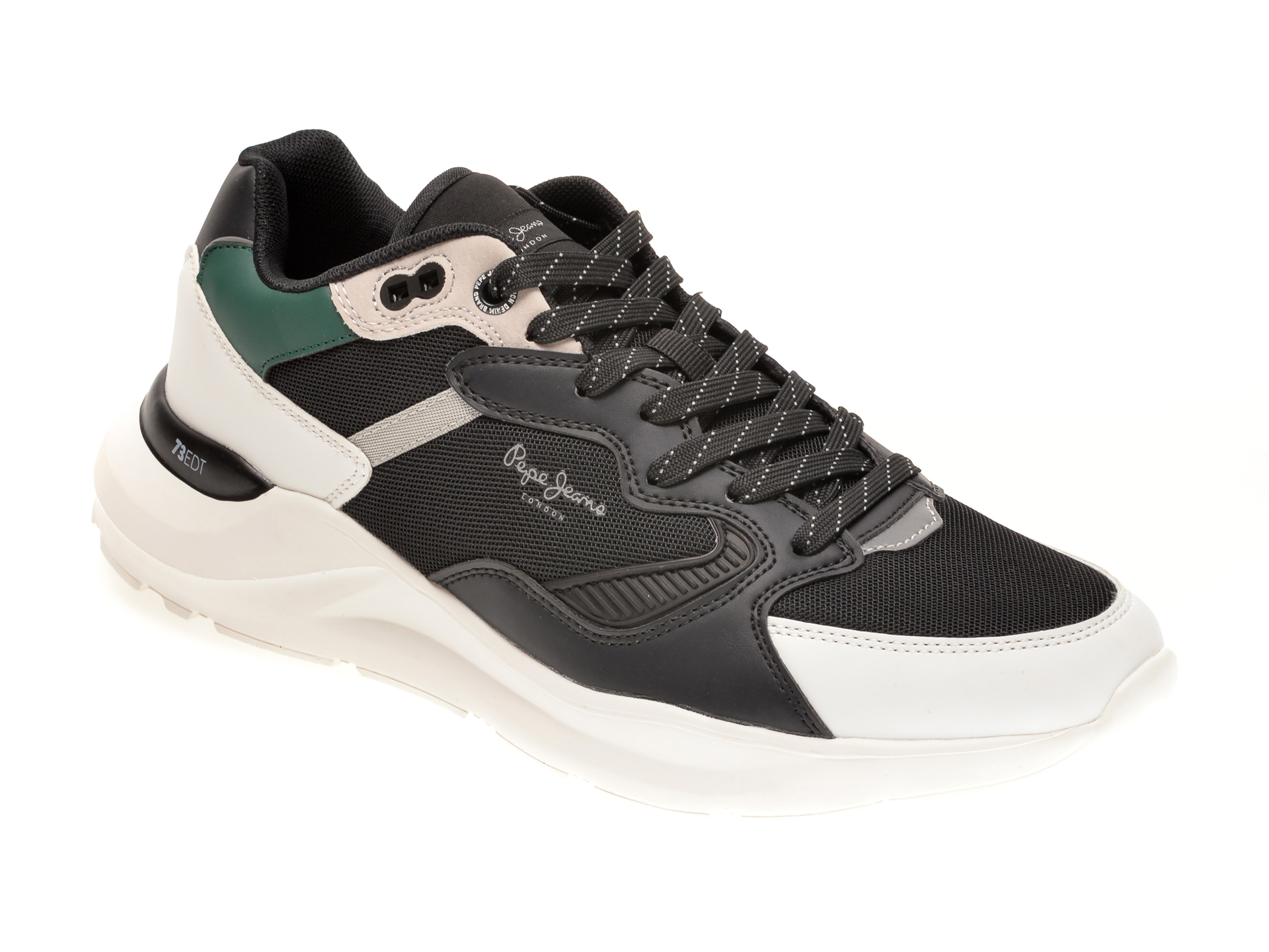 Pantofi sport PEPE JEANS negri, MS30665, din material textil si piele ecologica