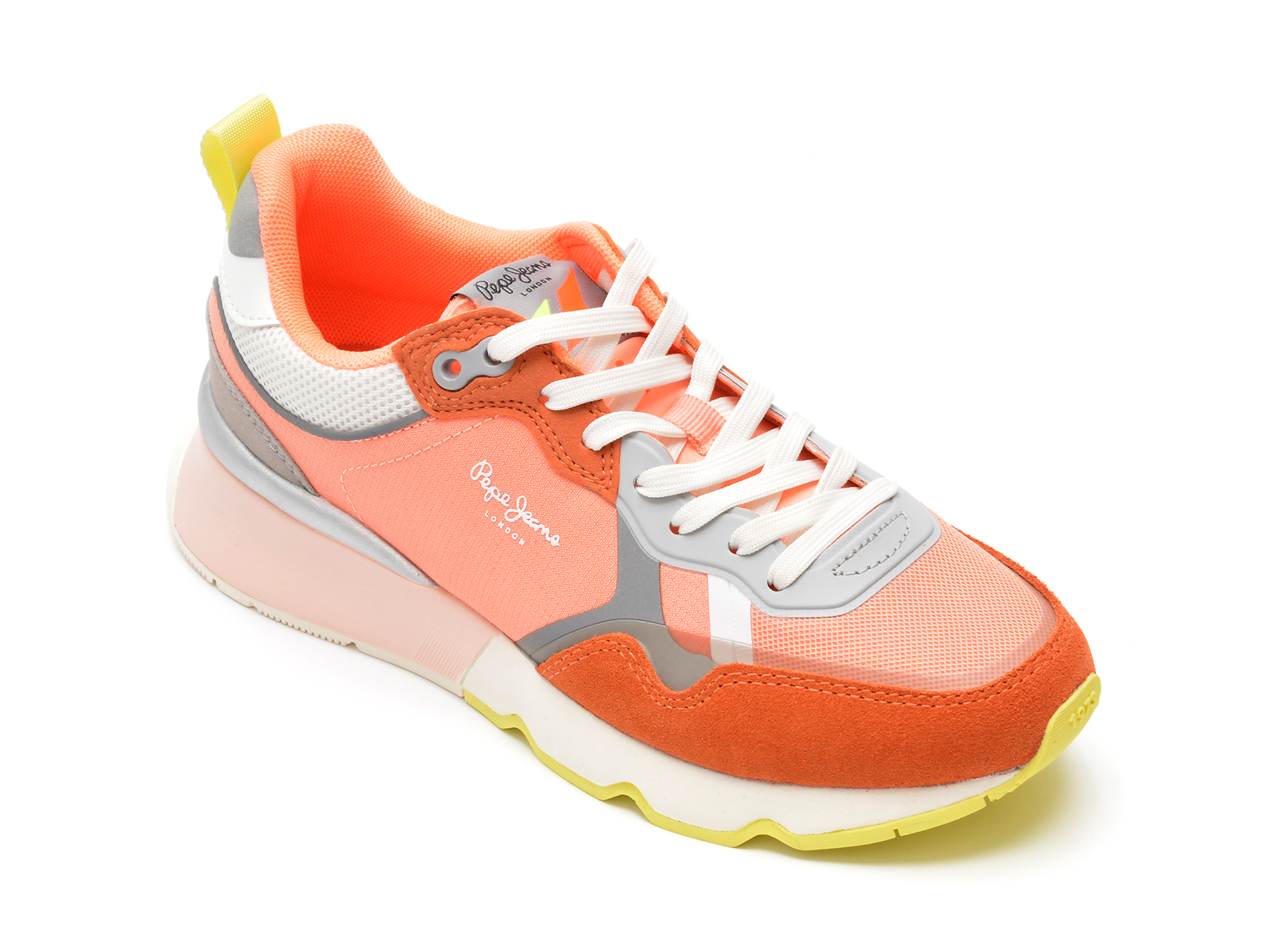 Pantofi sport PEPE JEANS portocalii, LS31348, din material textil si piele naturala