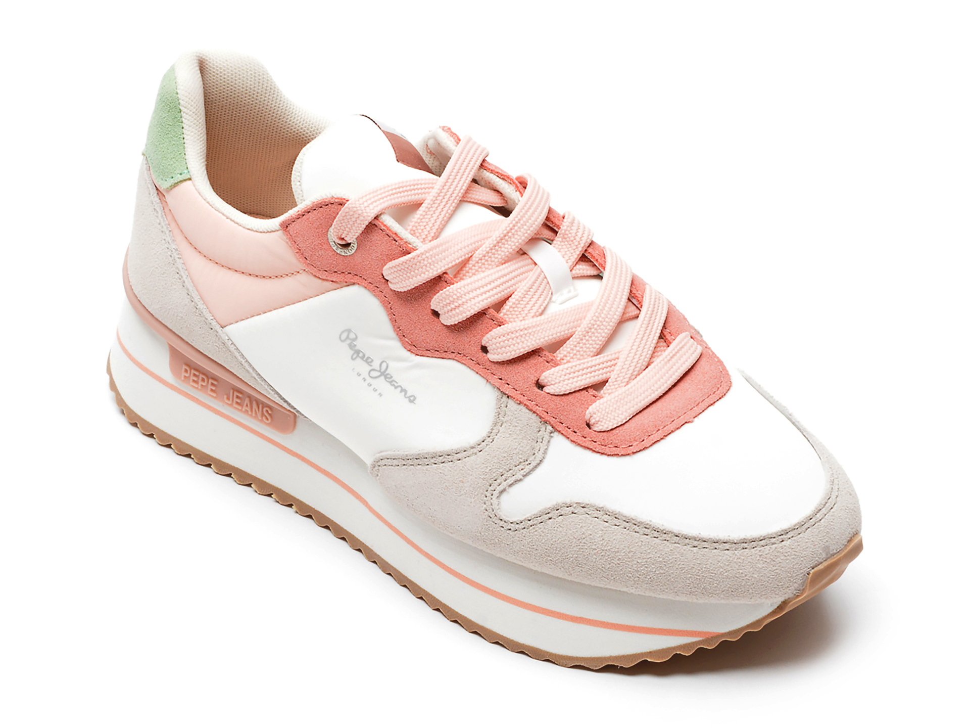 Pantofi sport PEPE JEANS roz, LS31335, din material textil si piele naturala
