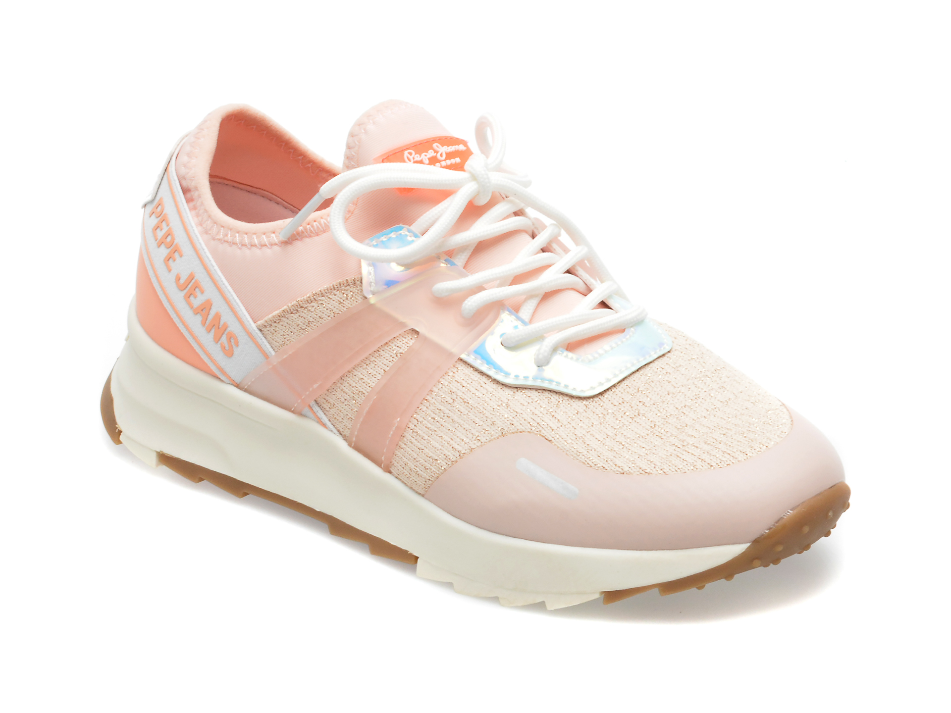 Pantofi sport PEPE JEANS roz, LS31454, din material textil Pepe Jeans imagine noua 2022