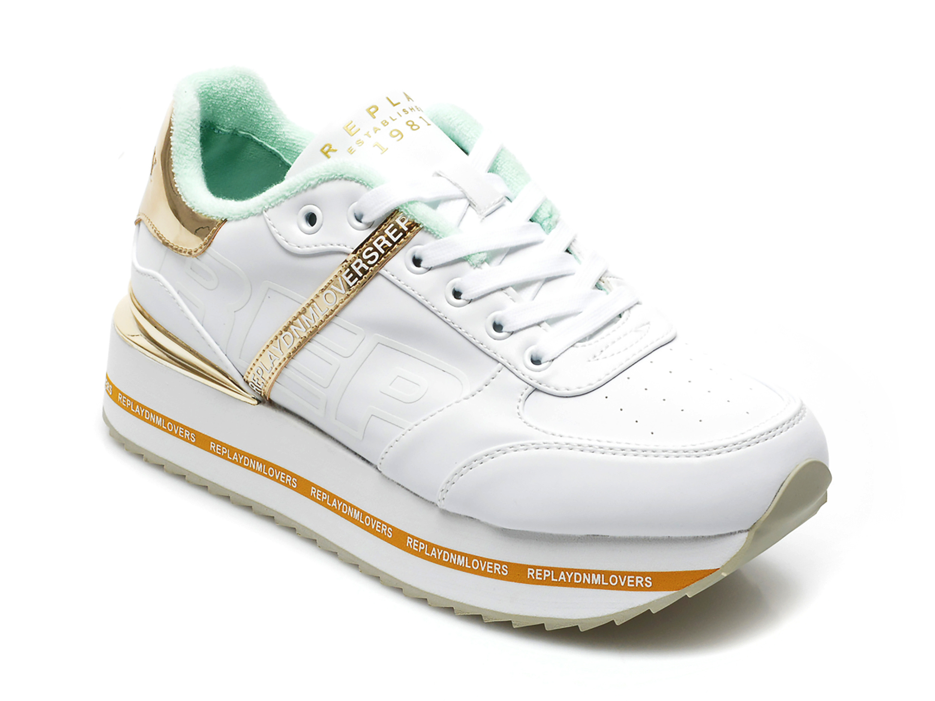 Pantofi sport REPLAY albi, WS3D21S, din piele ecologica