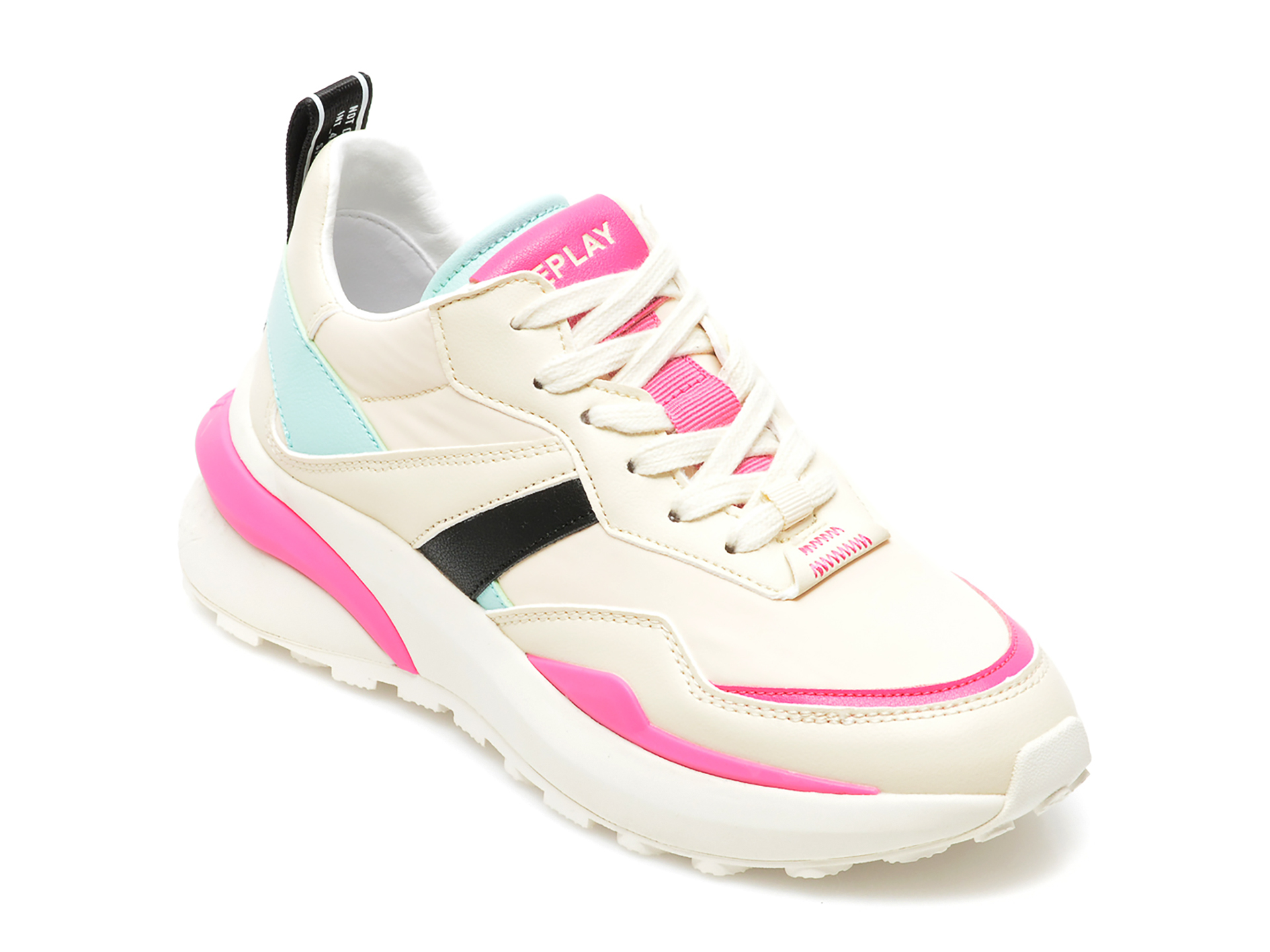 Pantofi sport REPLAY albi, WS4V02S, din material textil si piele ecologica