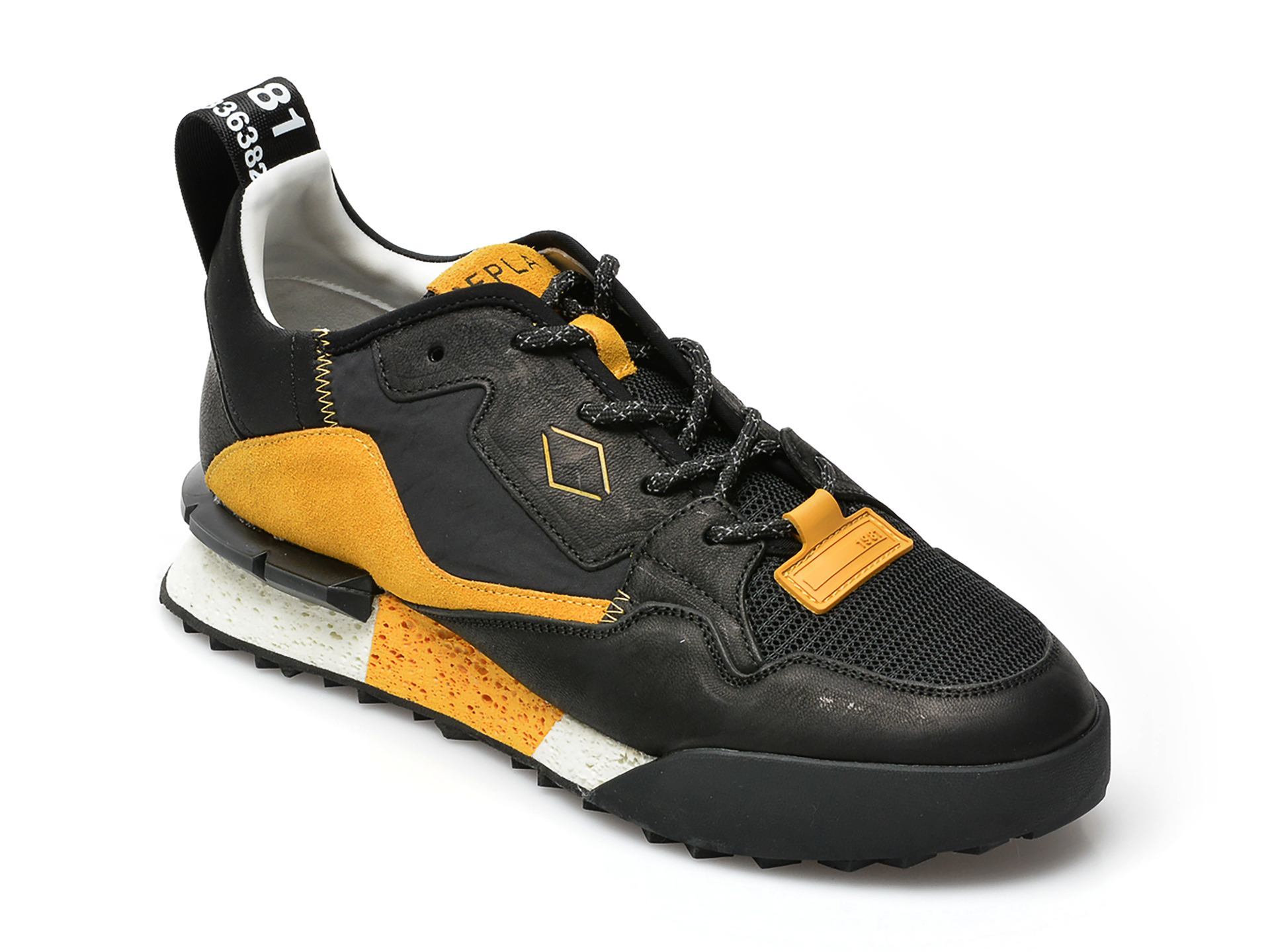 Pantofi sport REPLAY negri, MS1P17L, din material textil si piele naturala