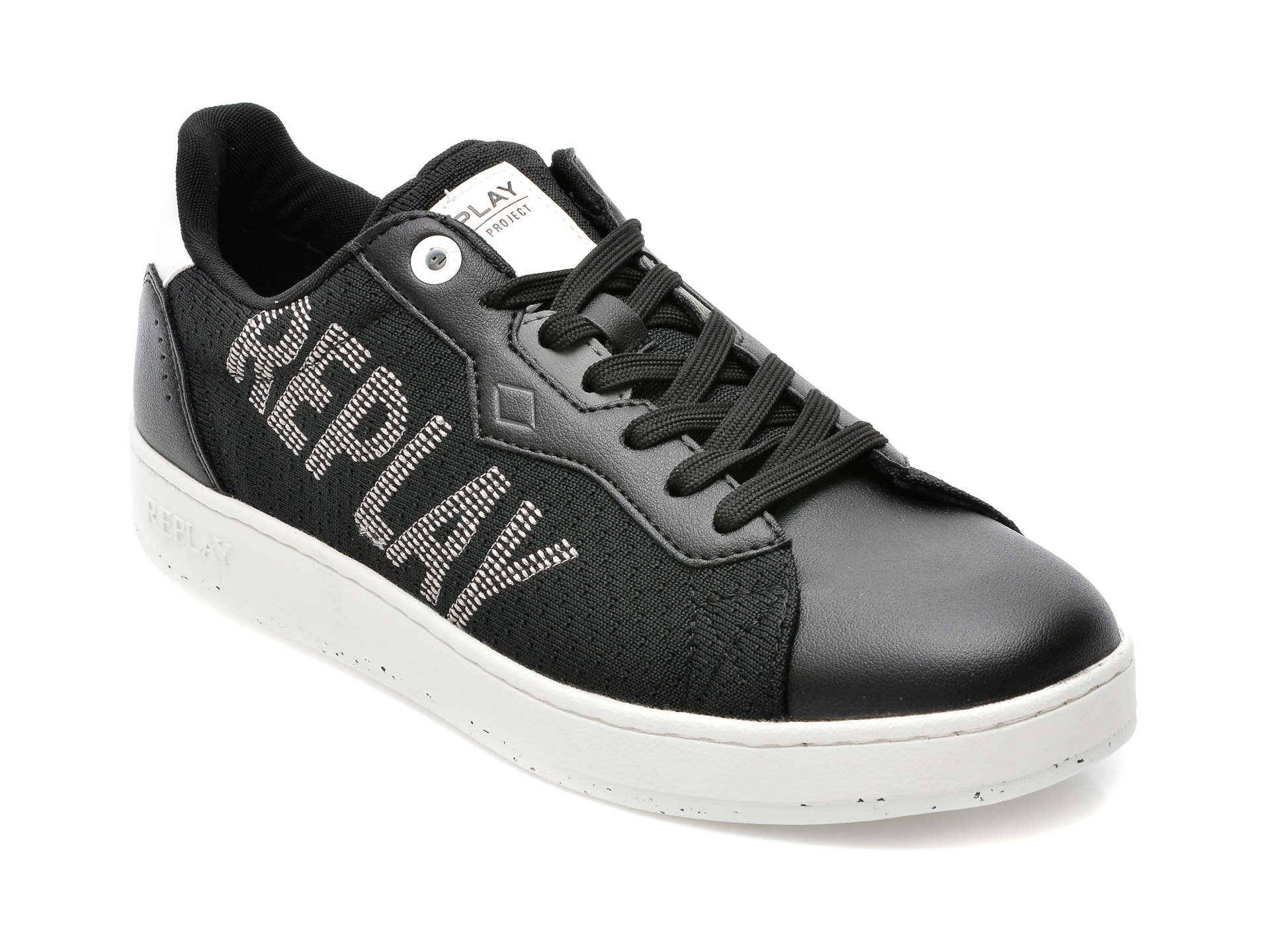 Pantofi Sport Replay Negri, Mz2v17t, Din Material Textil Si Piele Ecologica