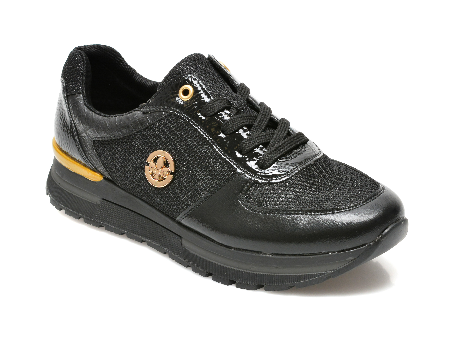 Pantofi sport RIEKER negri, N7802, din piele ecologica Rieker imagine noua