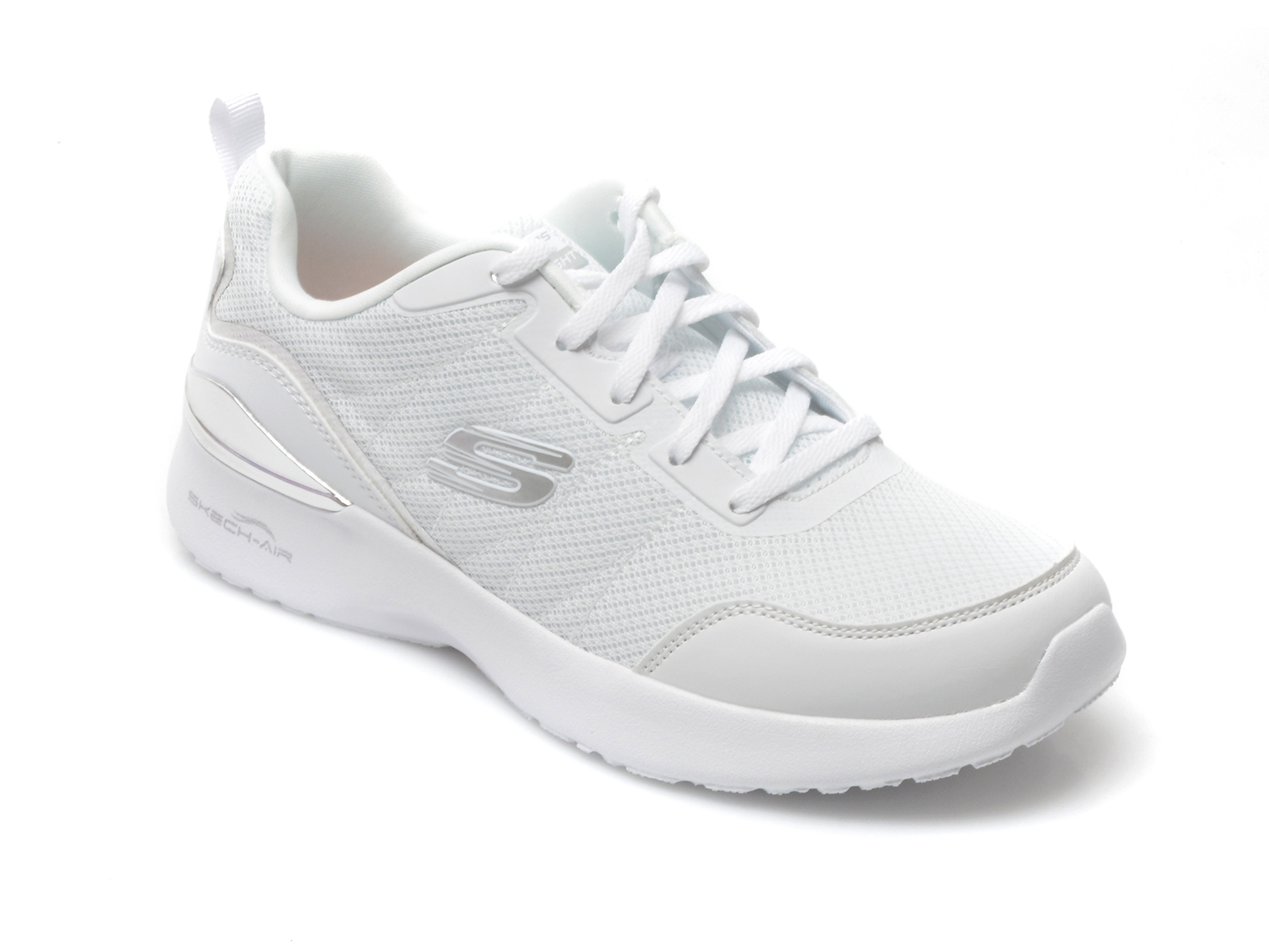 Pantofi sport SKECHERS albi, 149660, din material textil si piele ecologica Skechers imagine noua