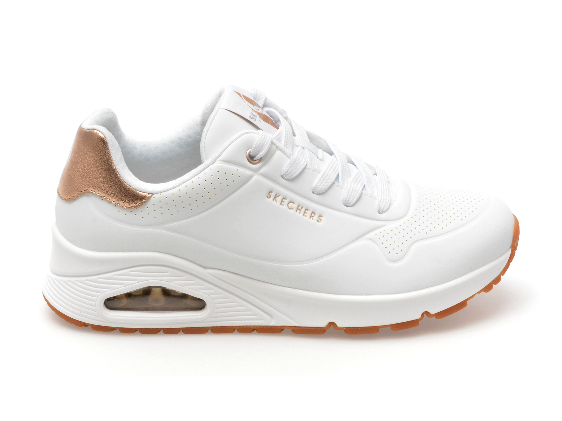 Pantofi Sport SKECHERS albi, 177094, din piele ecologica