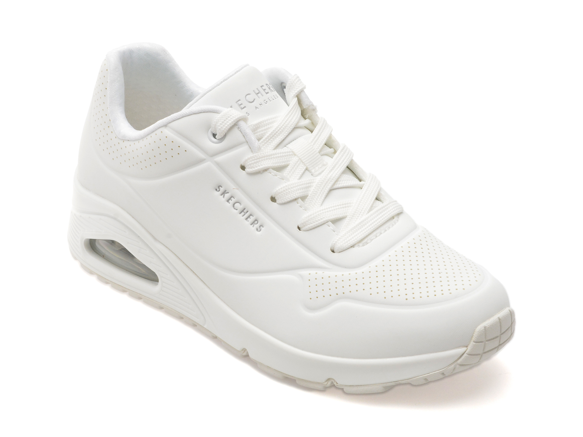 Pantofi sport SKECHERS albi, 73690, din piele ecologica