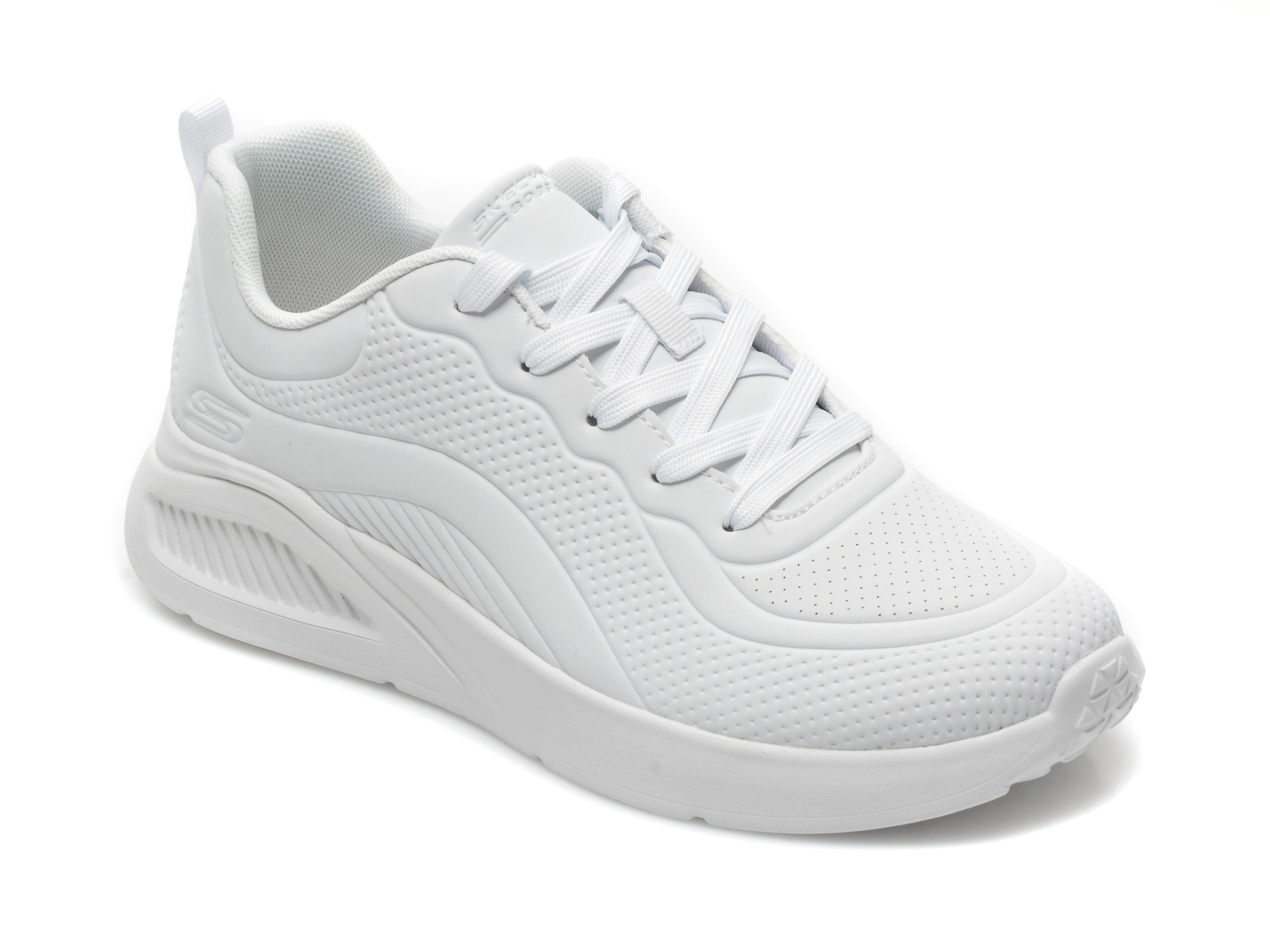 Pantofi sport SKECHERS albi, BOBS BUNO, din piele ecologica Skechers imagine noua