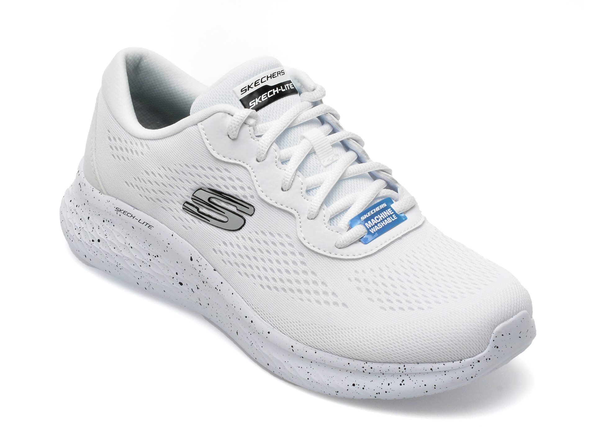 Pantofi sport SKECHERS albi, SKECH-LITE PRO, din material textil si piele ecologica