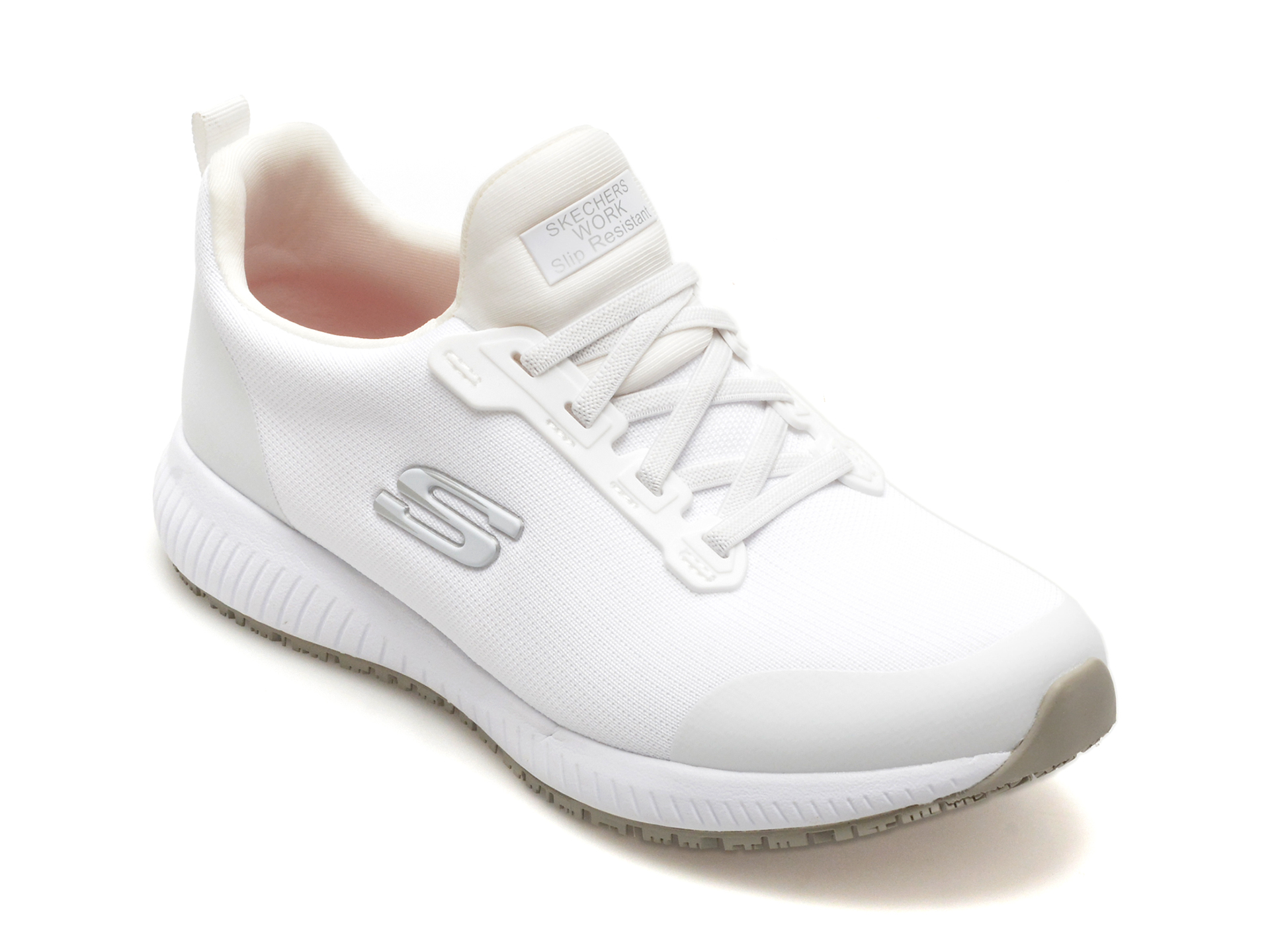 Pantofi sport SKECHERS albi, SQUAD SR, din material textil