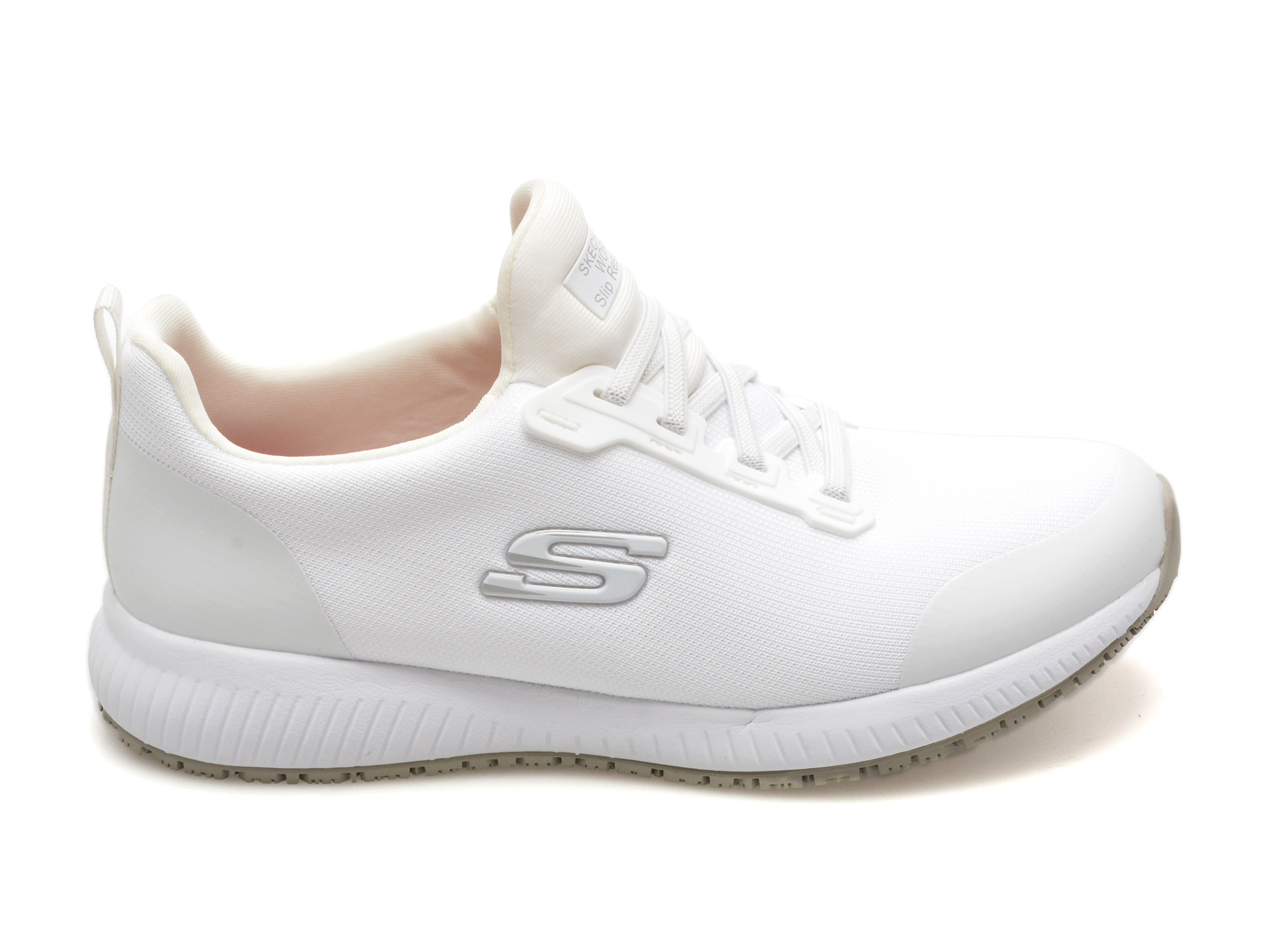 Pantofi sport SKECHERS albi, SQUAD SR, din material textil