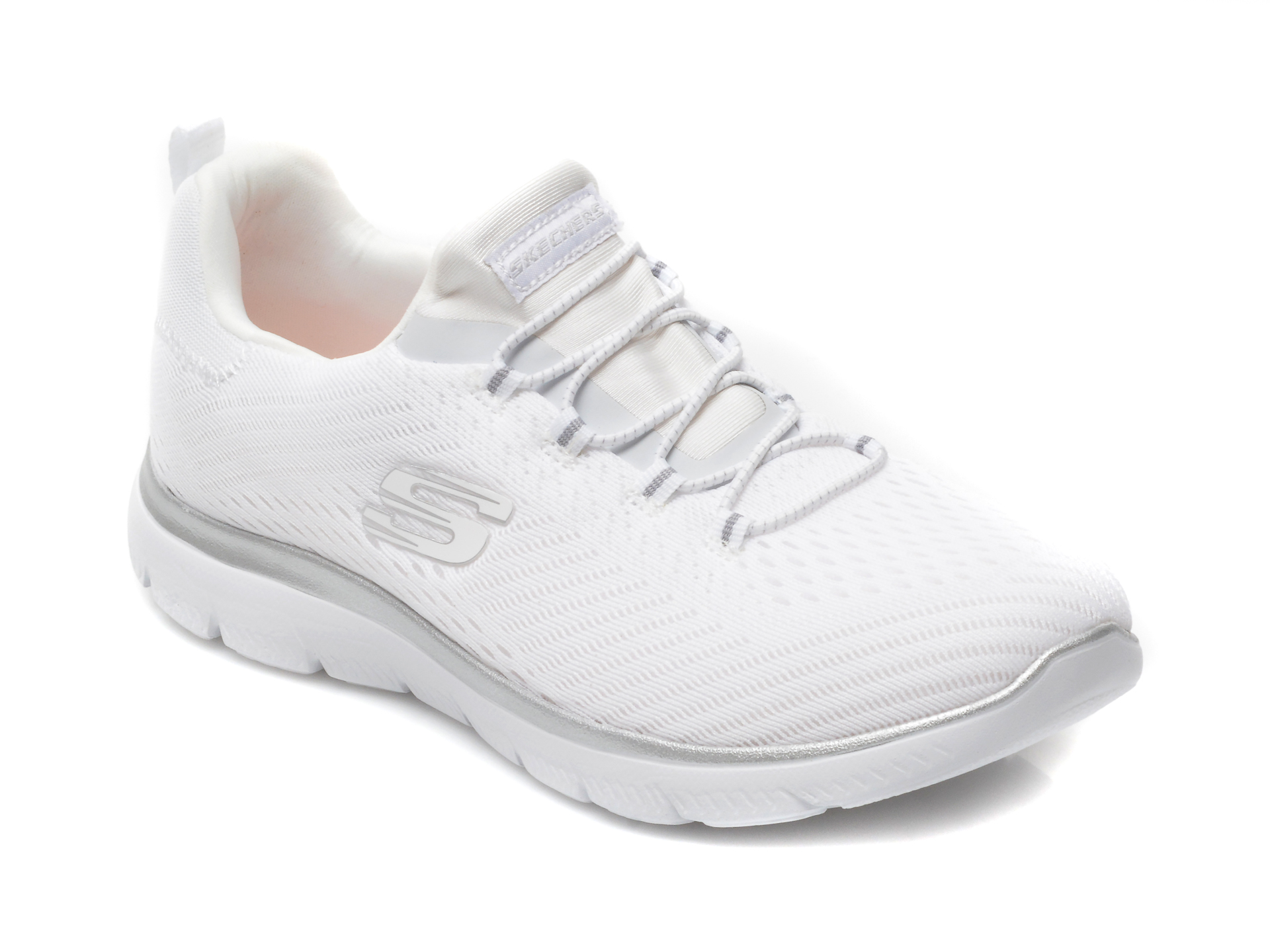 Pantofi sport SKECHERS albi, SUMMITS, din material textil Skechers imagine noua