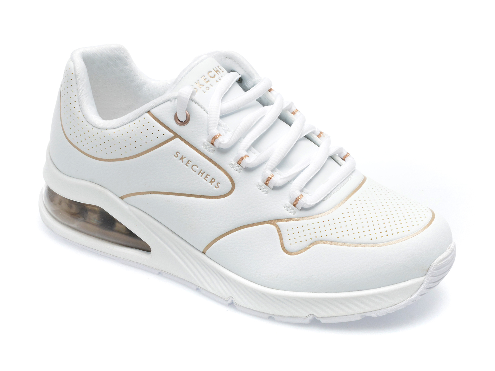 Pantofi sport SKECHERS albi, UNO 2 , din piele ecologica