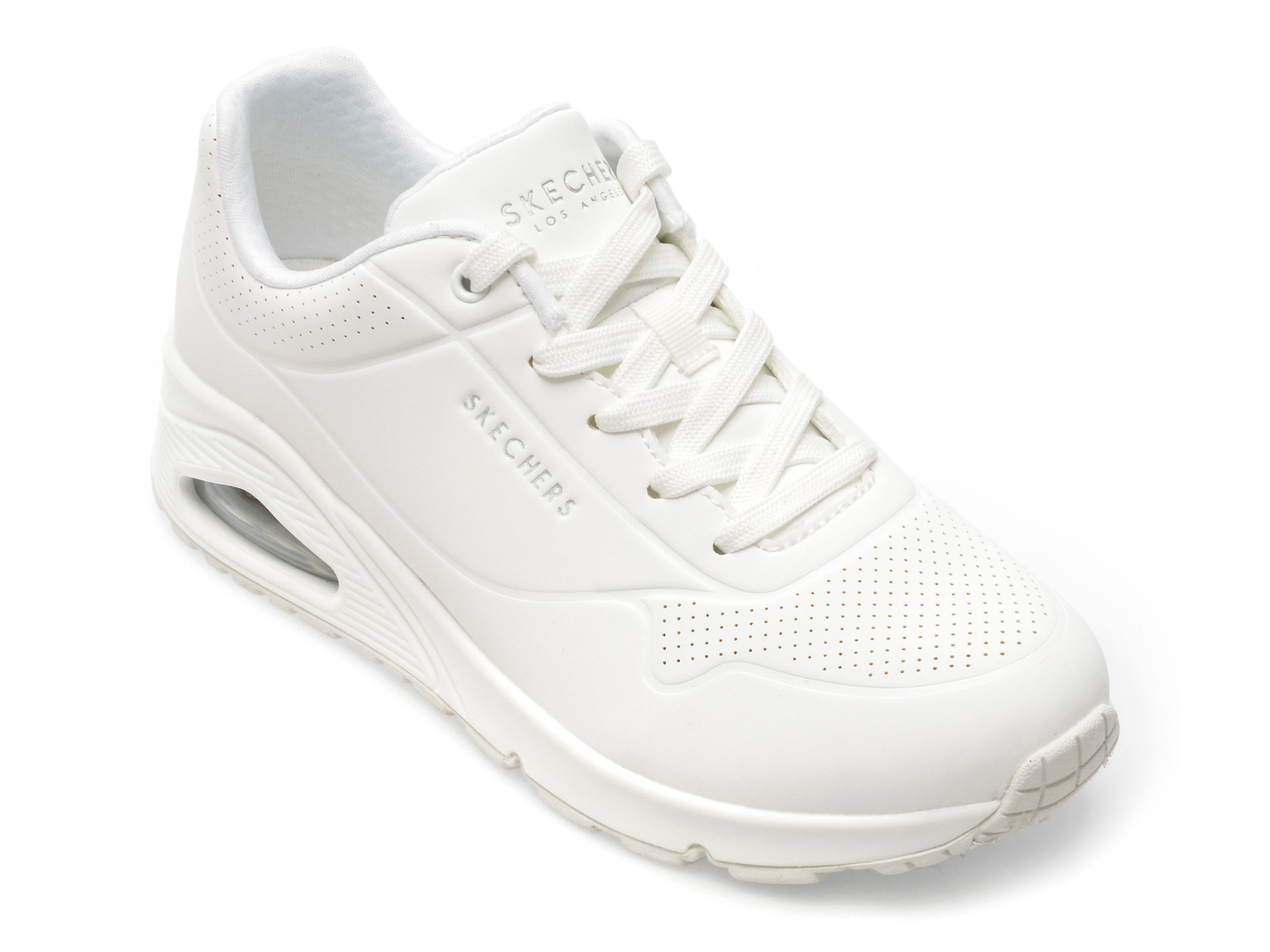 Pantofi sport SKECHERS albi, UNO, din piele ecologica