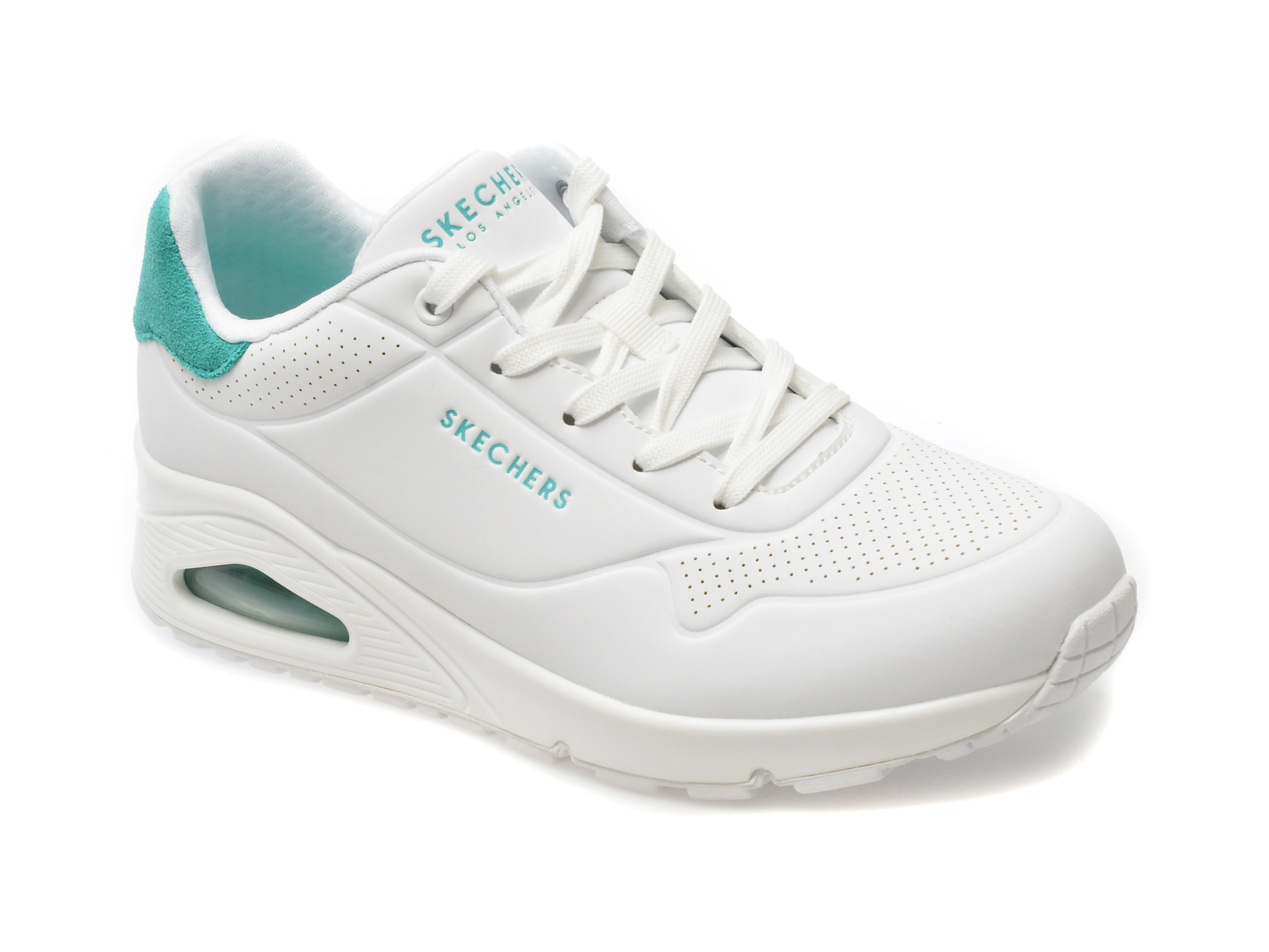 Pantofi sport SKECHERS albi, UNO, din piele ecologica