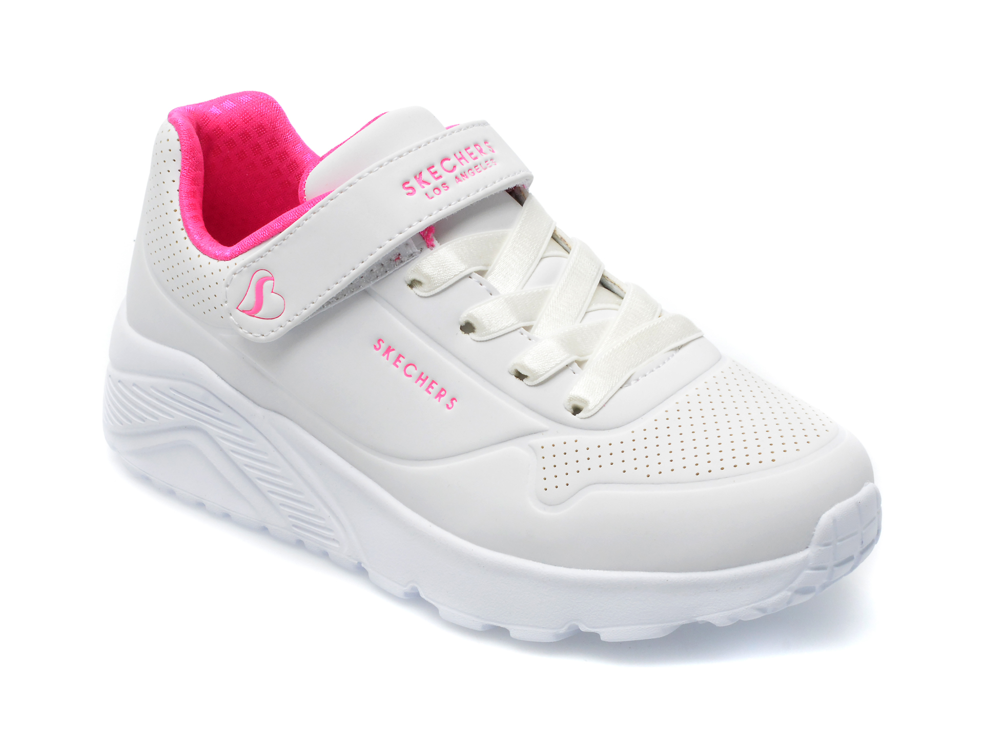 Pantofi sport SKECHERS albi, UNO LITE , din piele ecologica Skechers