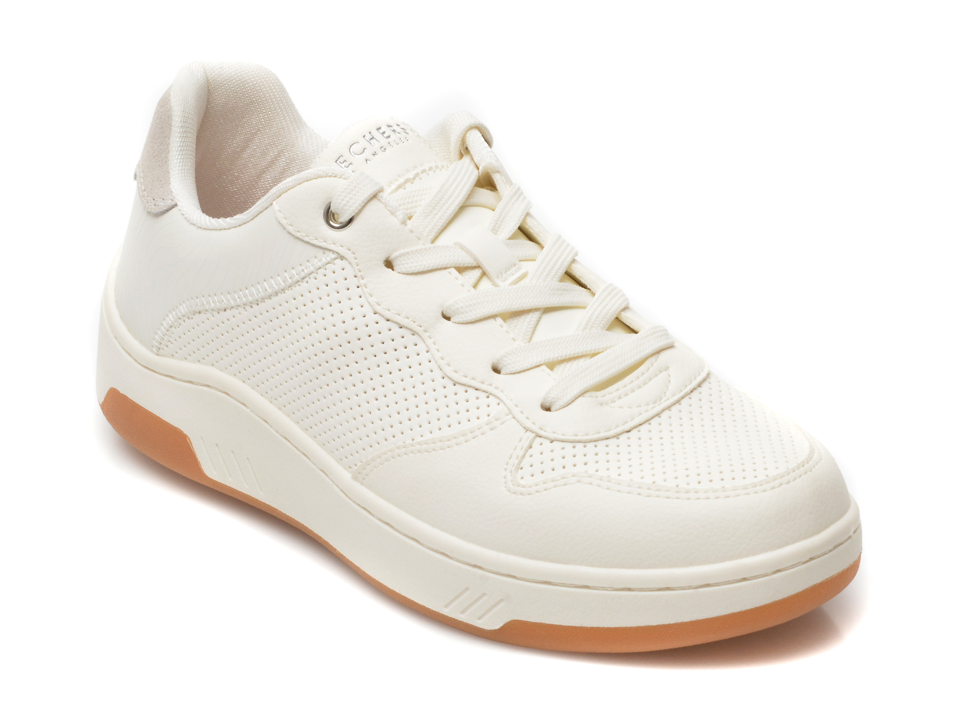 Pantofi sport SKECHERS albi, UPBEATS, din piele ecologica Skechers imagine noua