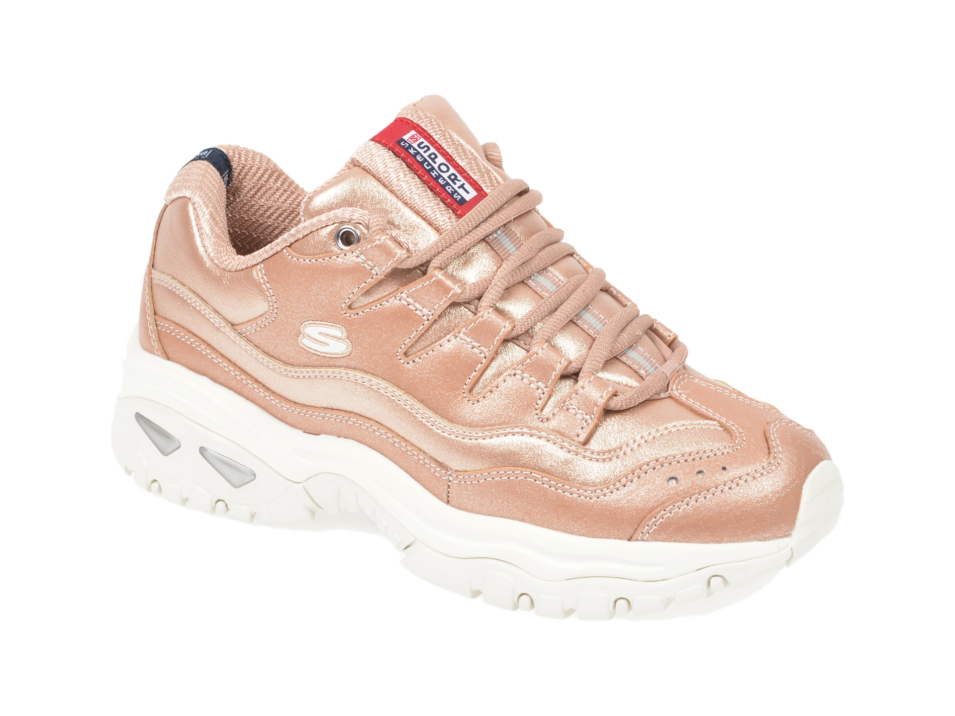 Pantofi sport SKECHERS aurii, Energy Glacier Views, din piele naturala