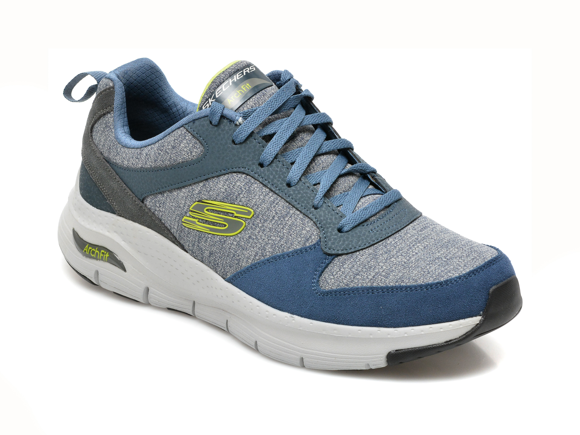 Pantofi sport SKECHERS bleumarin, ARCH FIT, din material textil si piele naturala Skechers