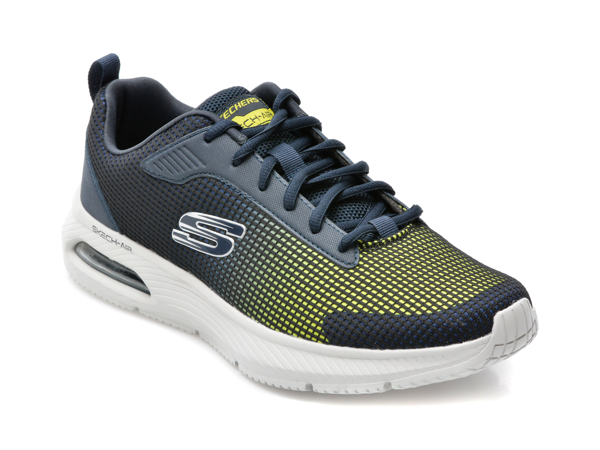 Pantofi sport SKECHERS bleumarin, DYNA-AIR, din material textil si piele naturala