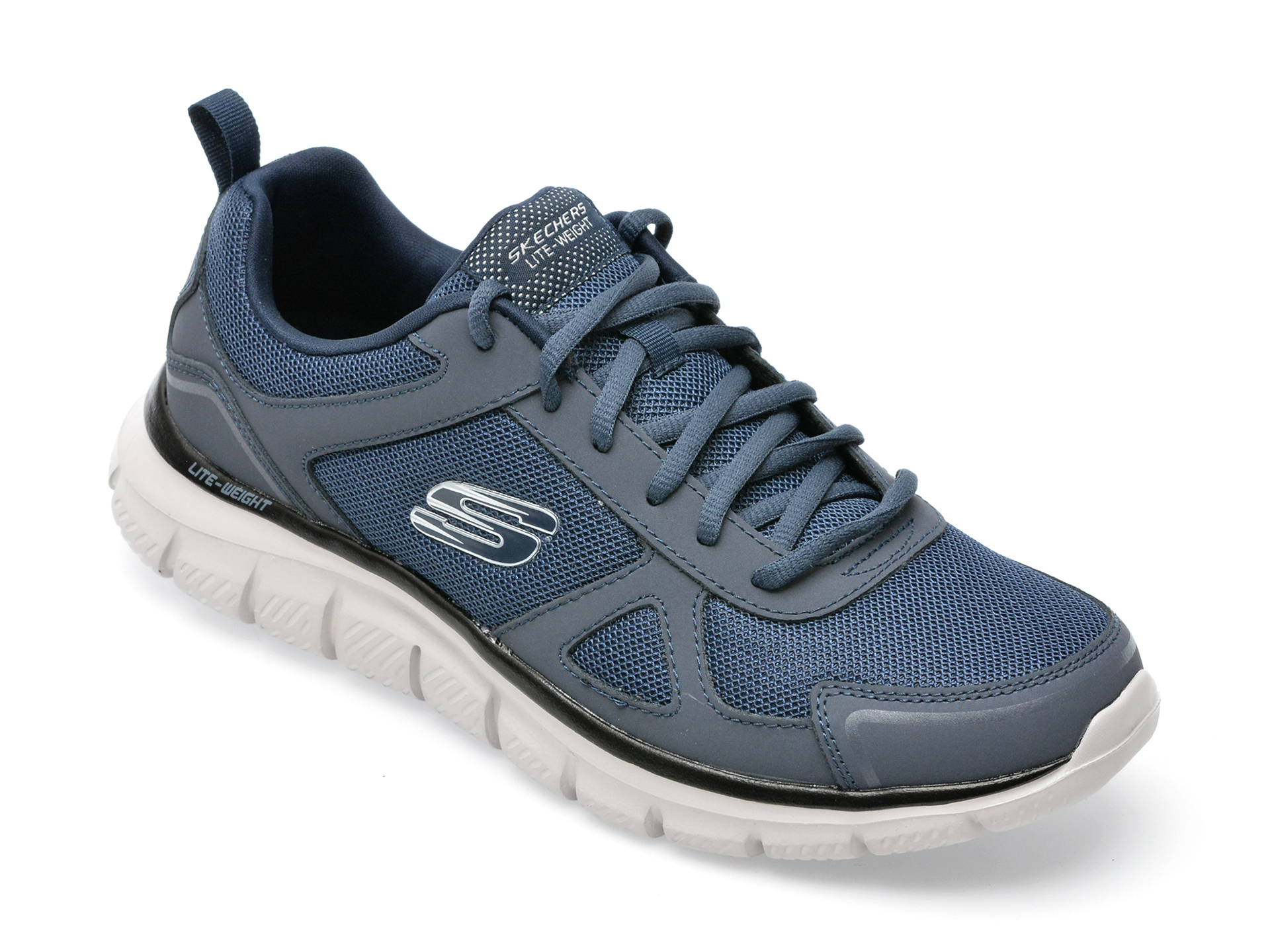 Pantofi sport SKECHERS bleumarin, TRACK, din material textil si piele naturala