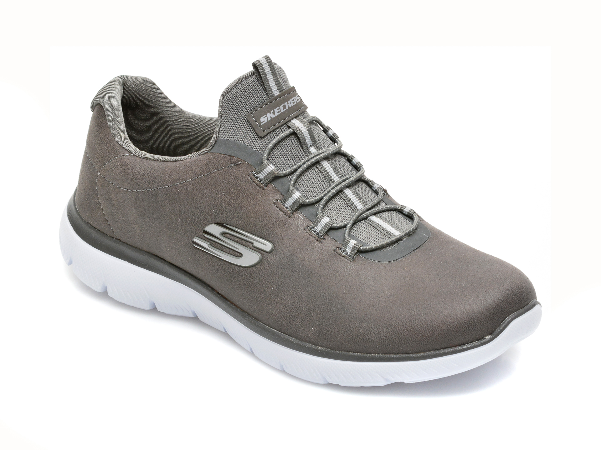 Pantofi sport SKECHERS gri, SUMMITS, din piele ecologica Skechers imagine noua