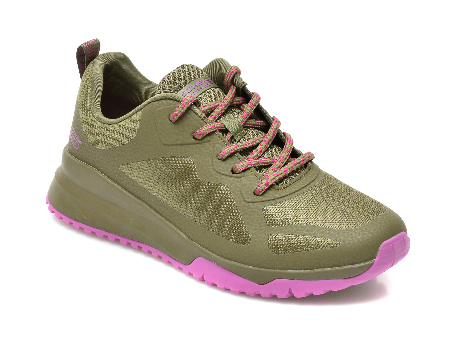 Pantofi sport SKECHERS kaki, BOBS SQUAD 3, din material textil si piele ecologica Skechers imagine reduceri
